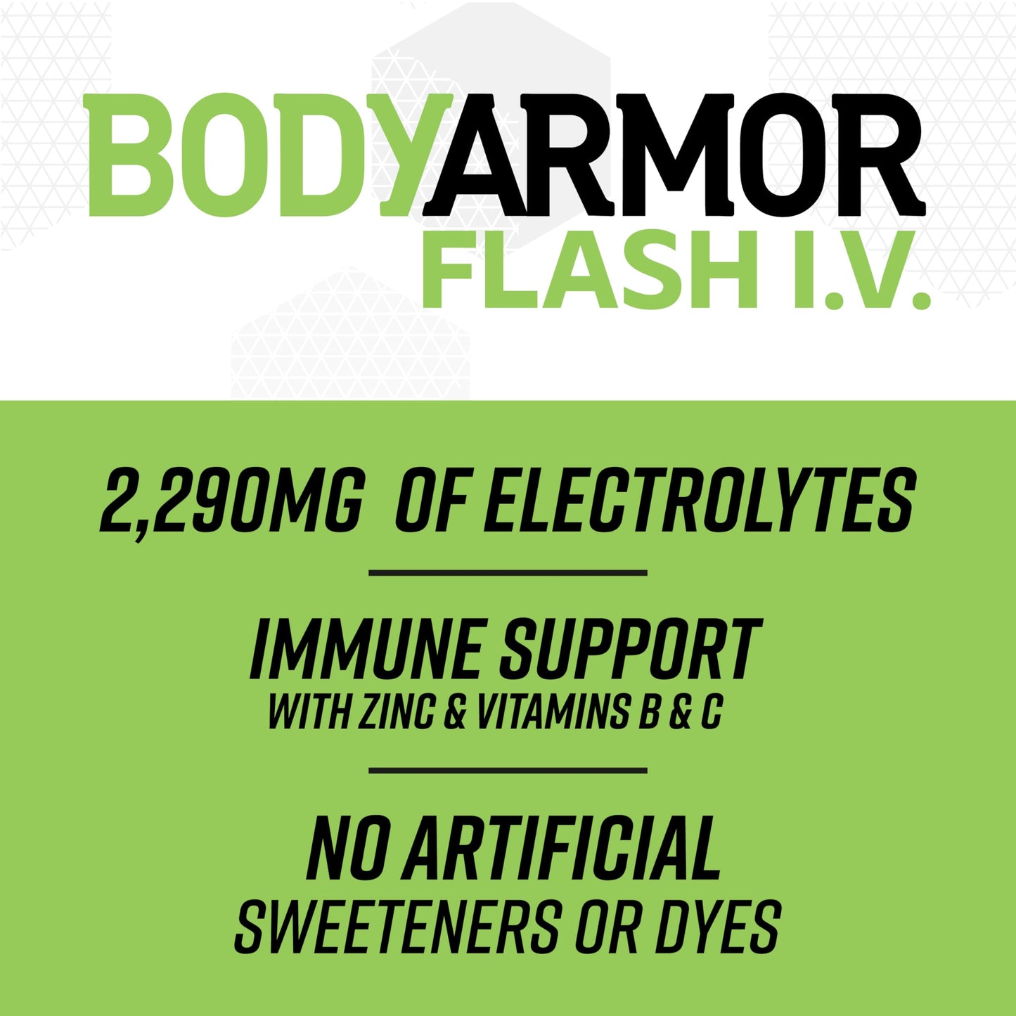 BODYARMOR Flash I.V. Electrolyte Beverage, Fruit Punch, 20 Fl Oz (Pack of 12)
