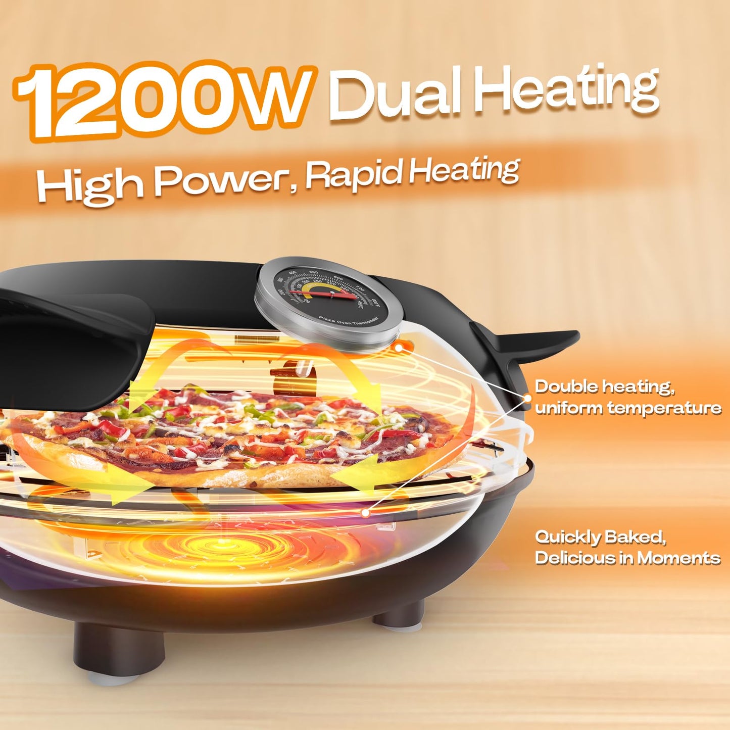 Indoor Electric Pizza Oven with Timer and Control