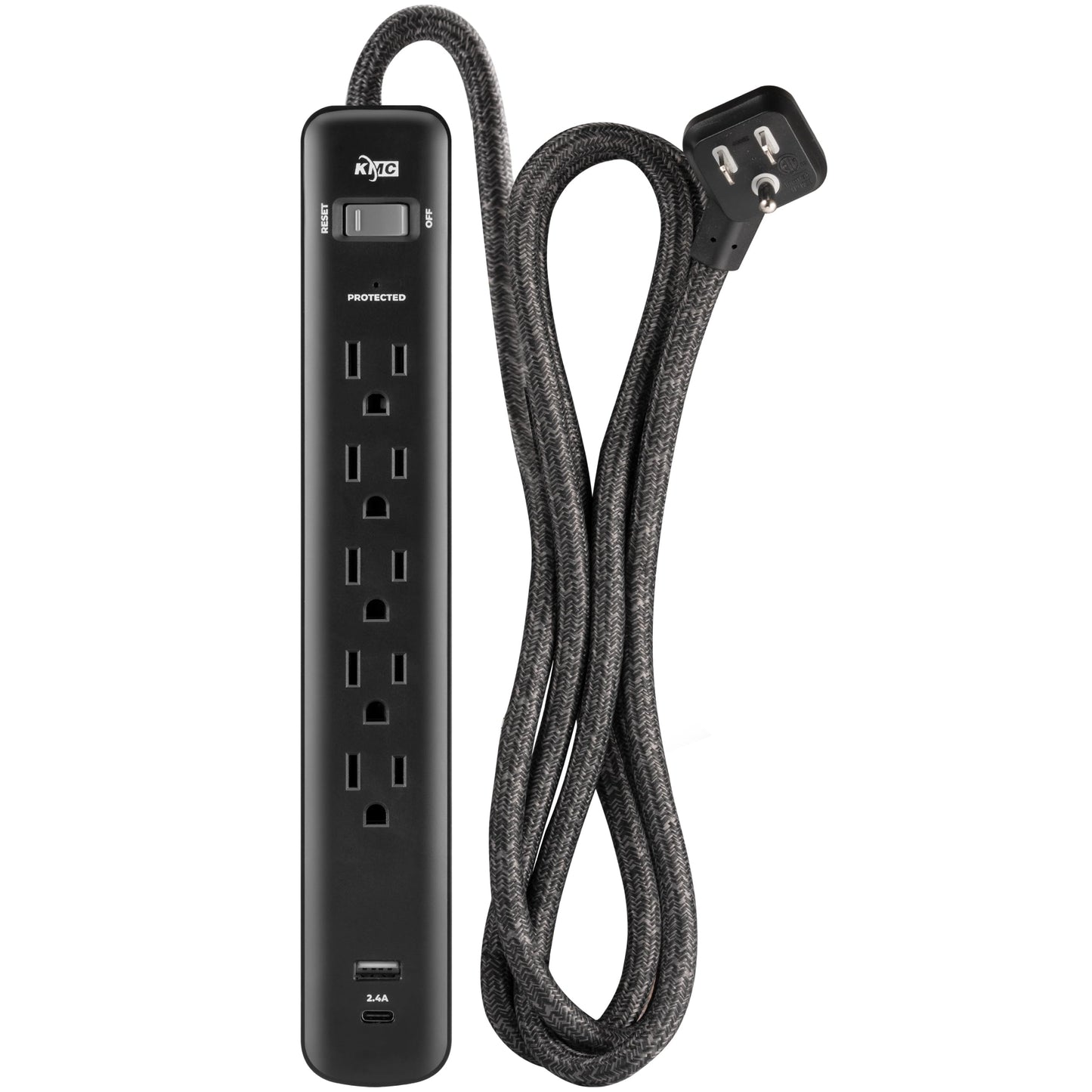 KMC 5-Outlet Surge Protector with USB Ports