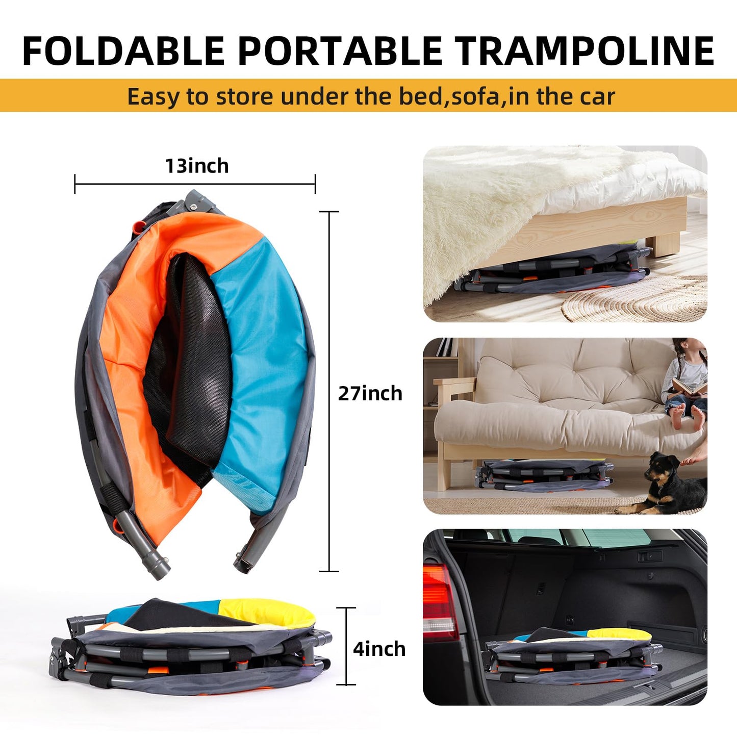 3FT Toddler Trampoline with Adjustable Handlebar
