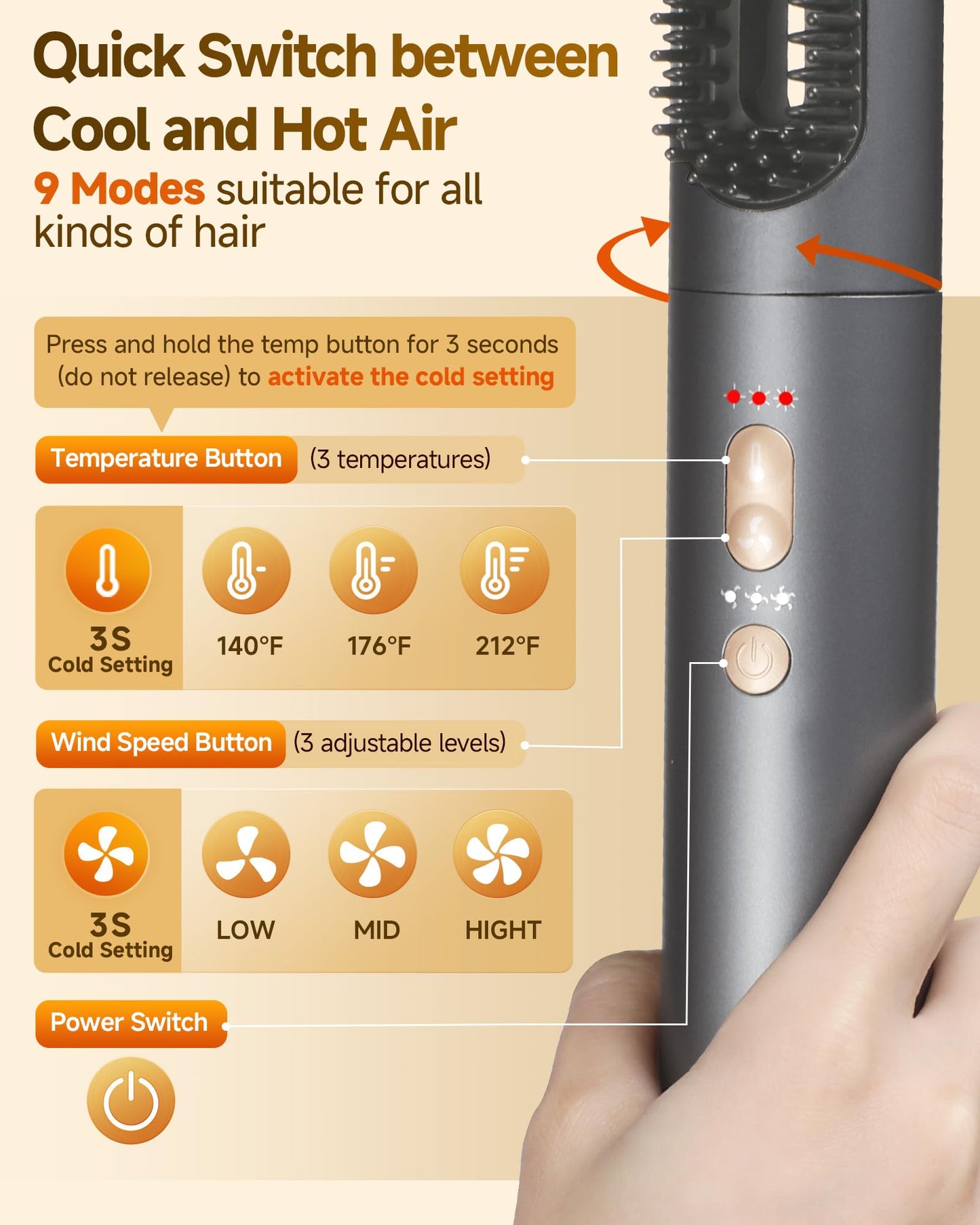 6-in-1 Hair Dryer Brush Styler with Attachments