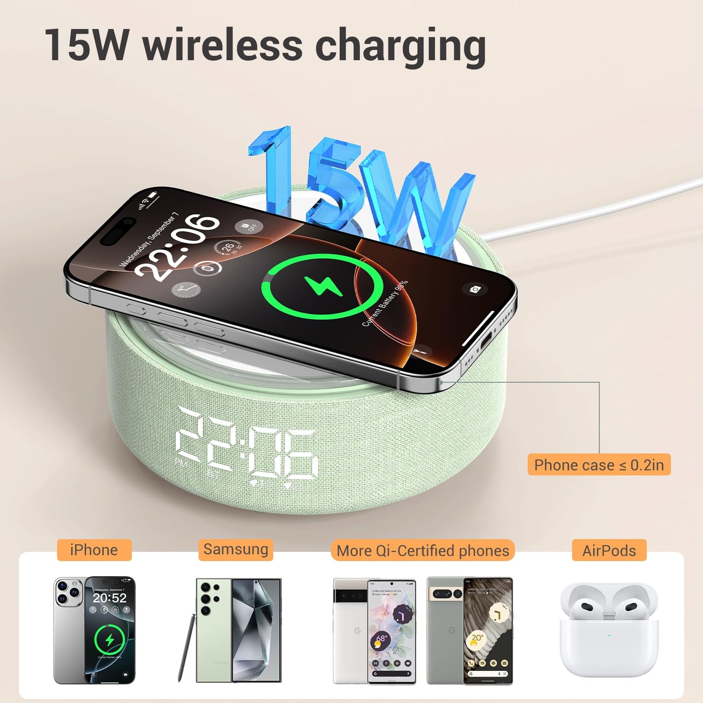 Bluetooth Speaker Makeup Mirror with Wireless Charger