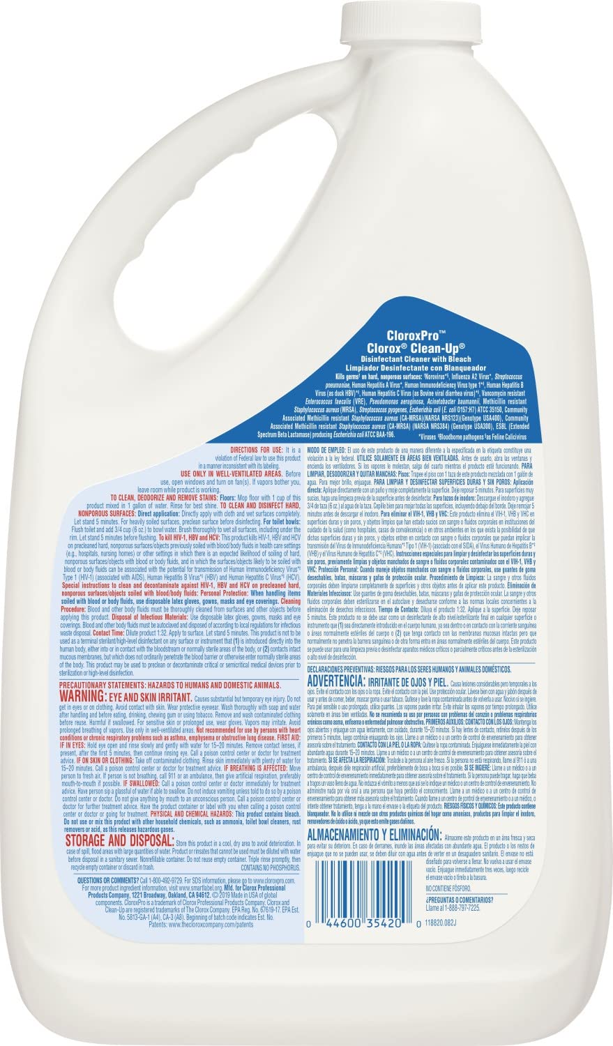 CloroxPro Clean-Up All Purpose Cleaner with Bleach, Clorox Healthcare Cleaning and Industrial Cleaning, Original, 128 Ounces - 35420