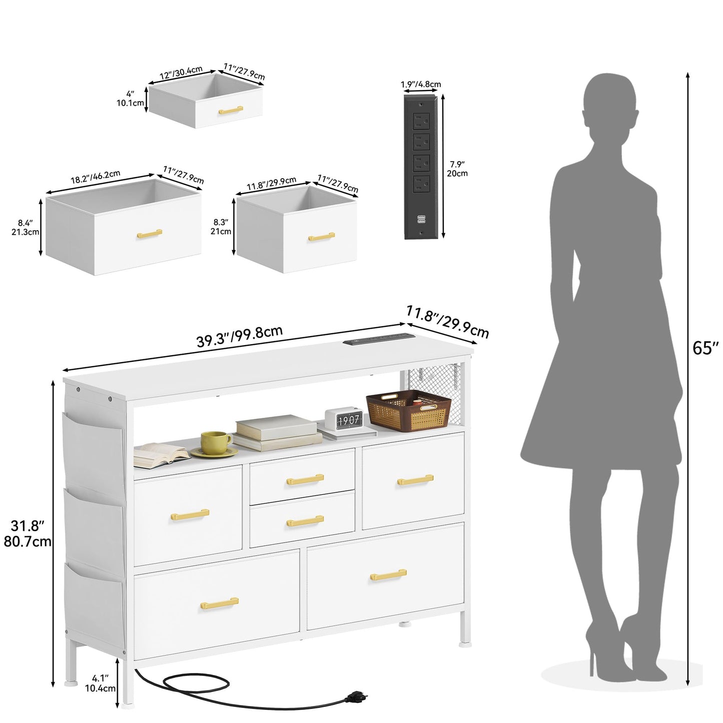 6-Drawer Dresser with LED Light & Outlet