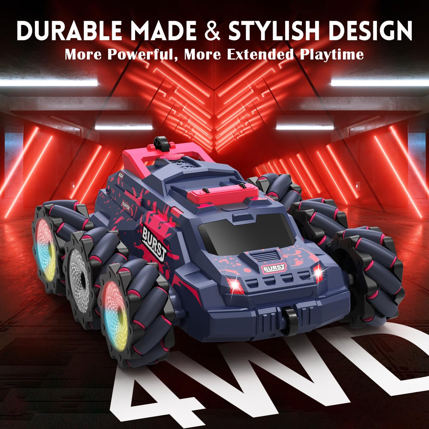 Remote Control Car for Kids, Gesture Sensing RC Stunt Car with Spray Fog Steam 2.4GHz 4WD Toy Cars 360° Rotation Drift Hand Controlled Remote Control Cars with Lights Music for 6-12 yr Boys Girls Red