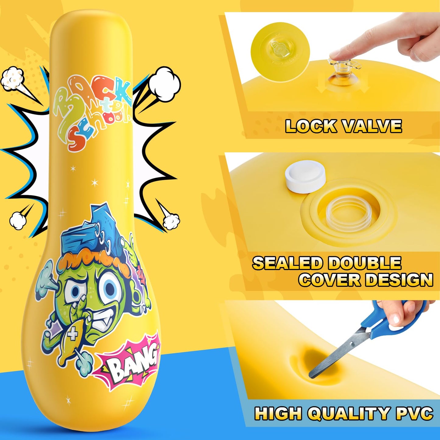Inflatable Punching Bag for Kids 3-12 Years