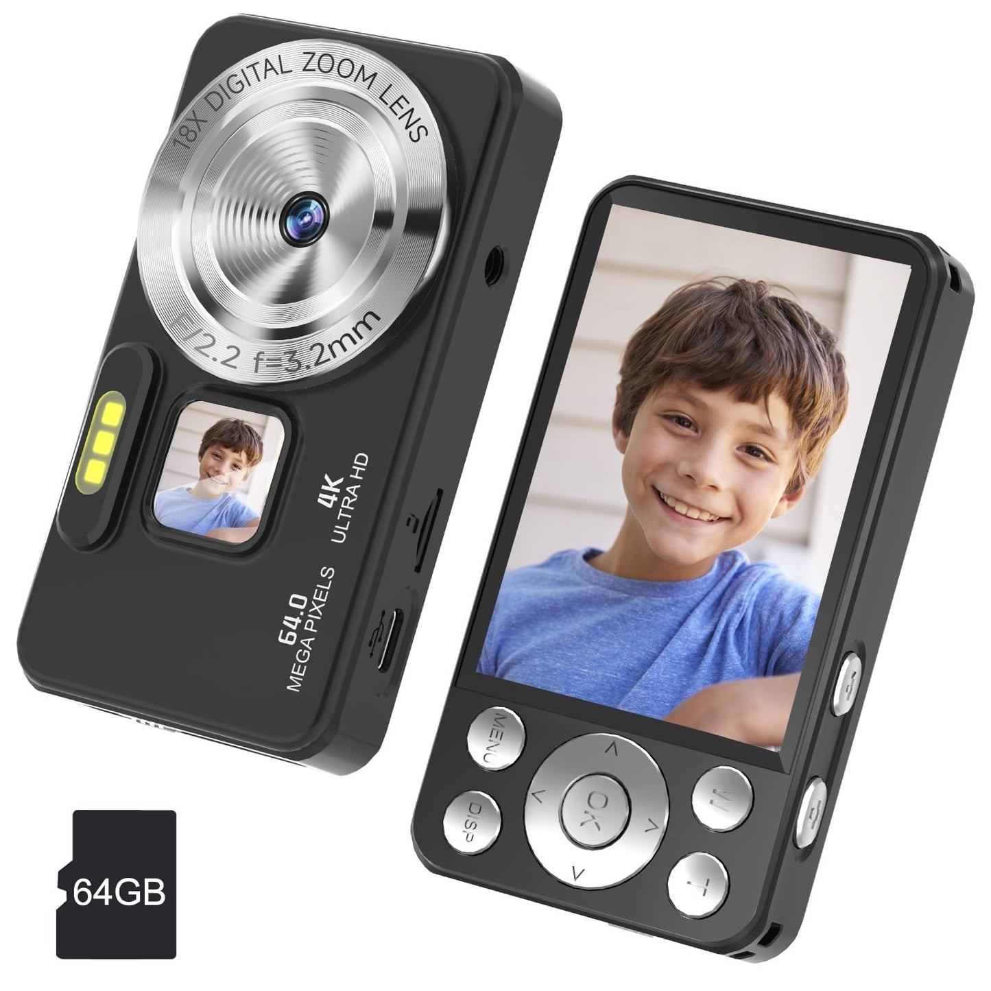 4K 64MP Autofocus Digital Camera for Beginners