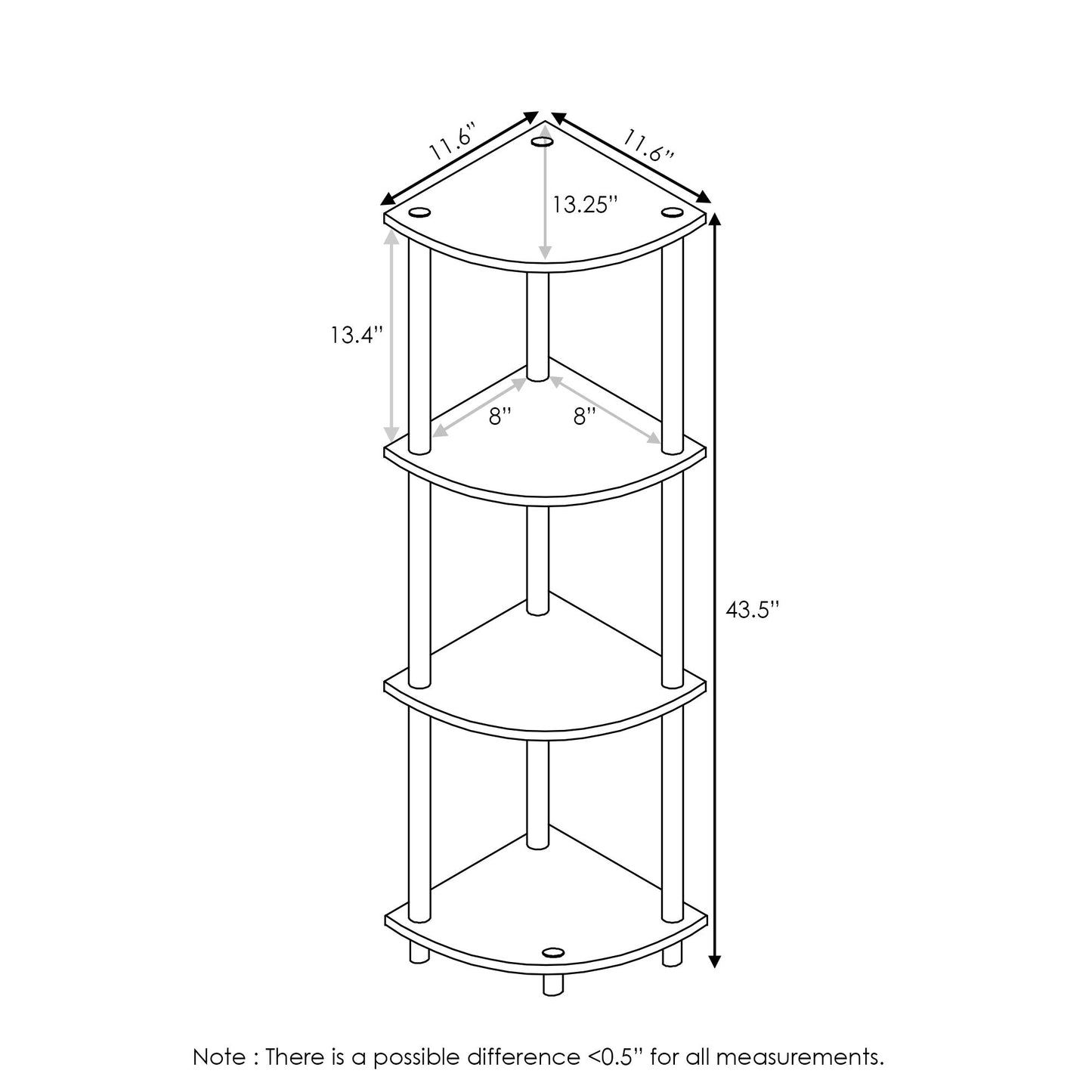 Furinno 4-Tier Corner Display Rack, Dark Brown