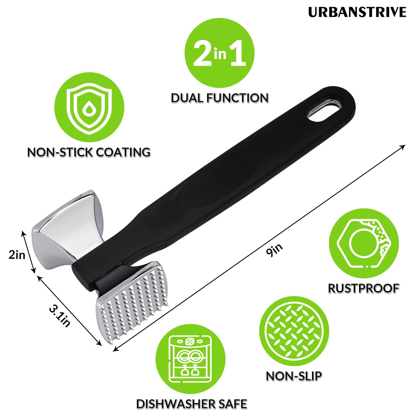 Heavy Duty Meat Tenderizer Hammer - Stainless Steel