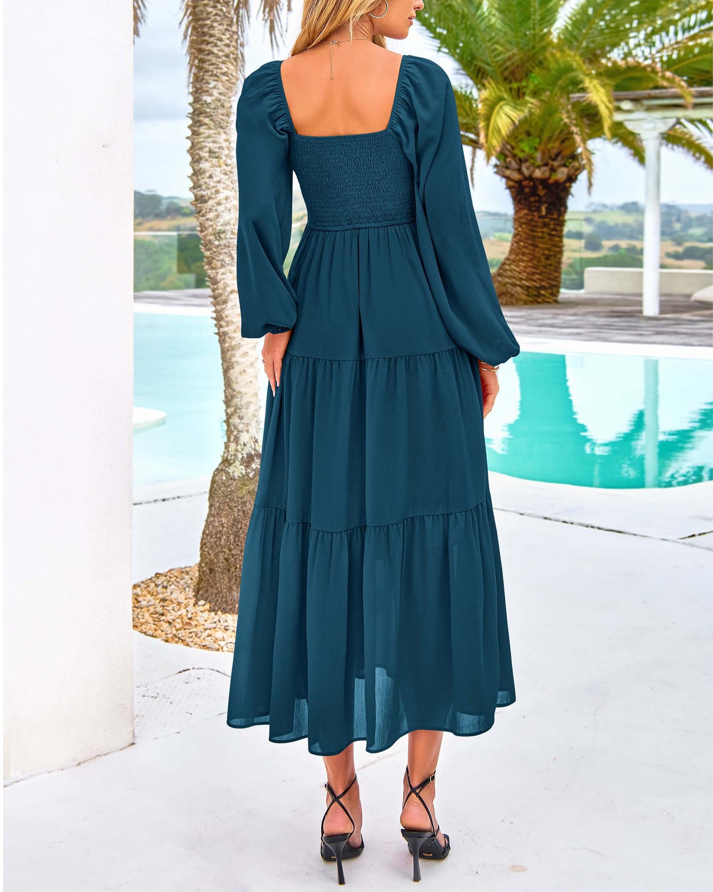 BTFBM Women Formal Puff Sleeve Maxi Dress