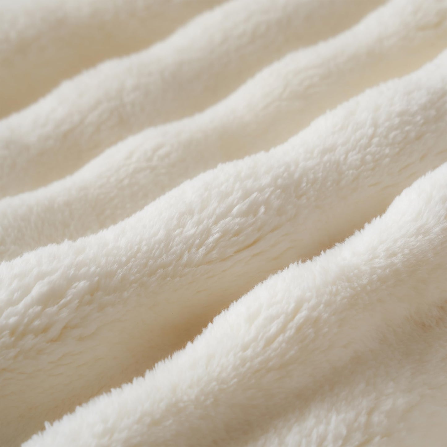 COOVA Super Soft Fuzzy Throw Blanket, Ivory
