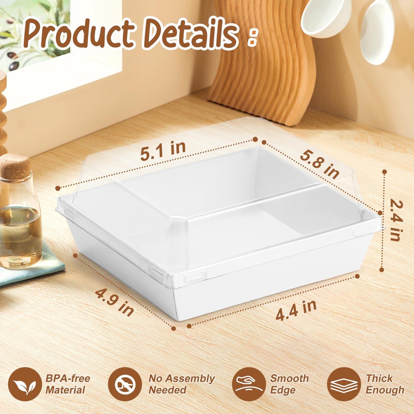 50 Pack Clear Lid Disposable Food Containers