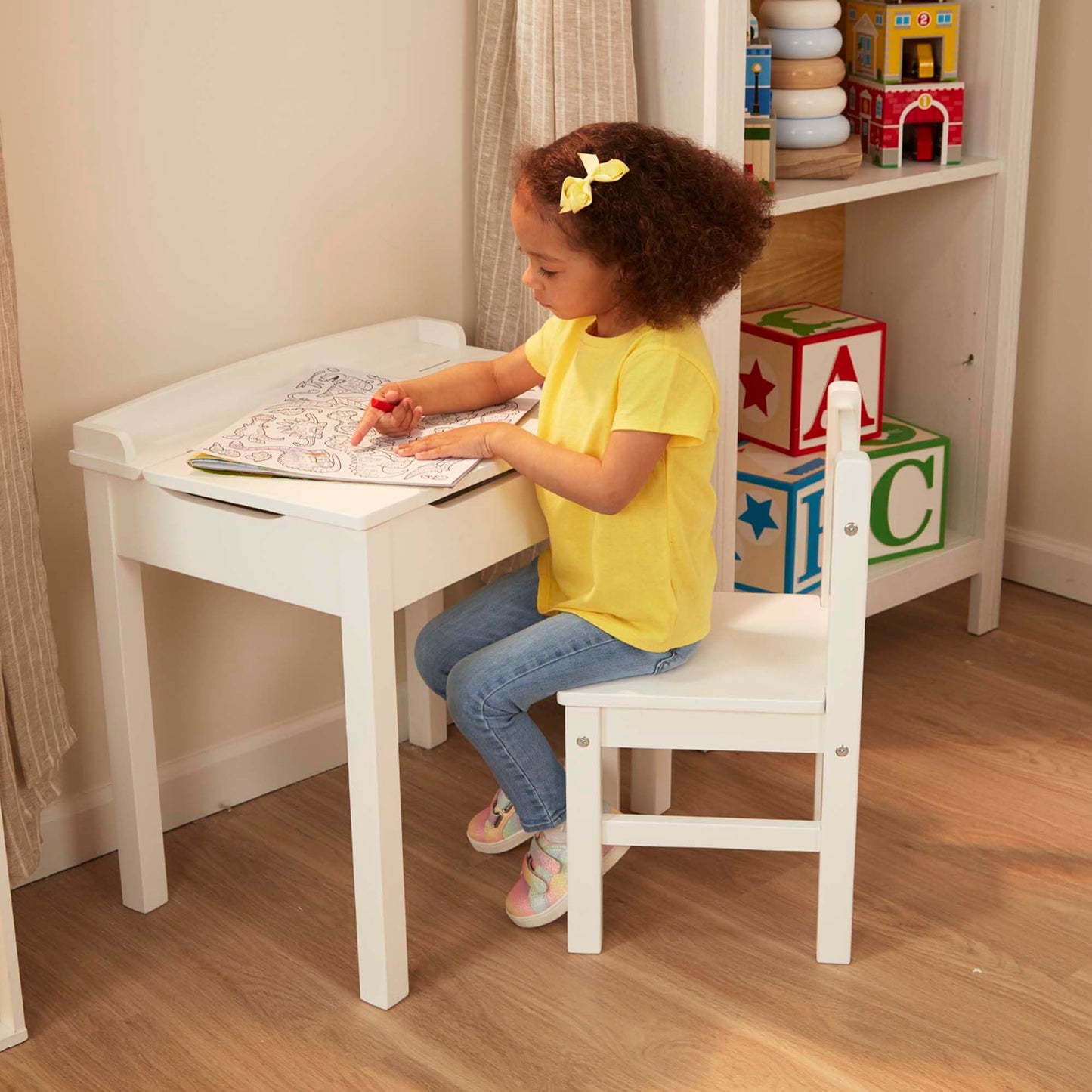 Melissa & Doug White Lift-Top Desk & Chair Set