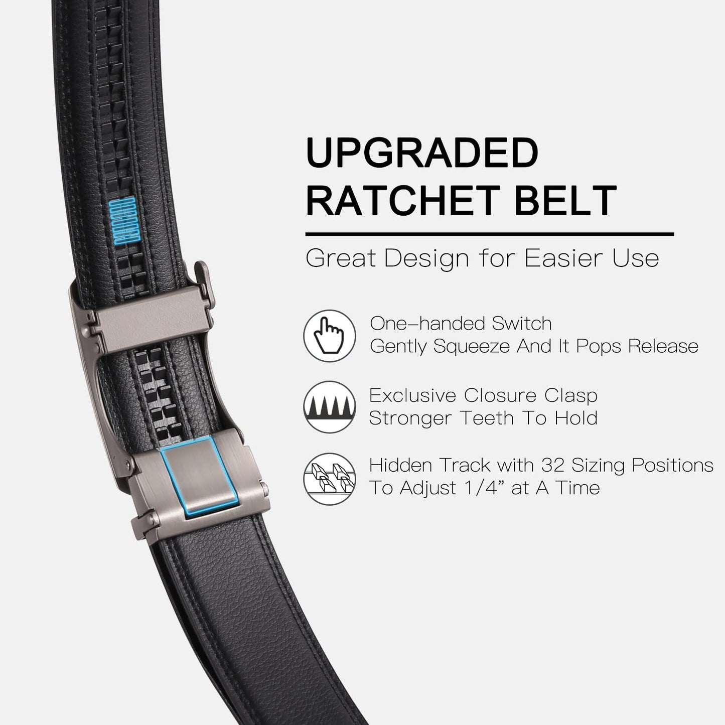 SENDEFN Men's Leather Ratchet Slide Belt