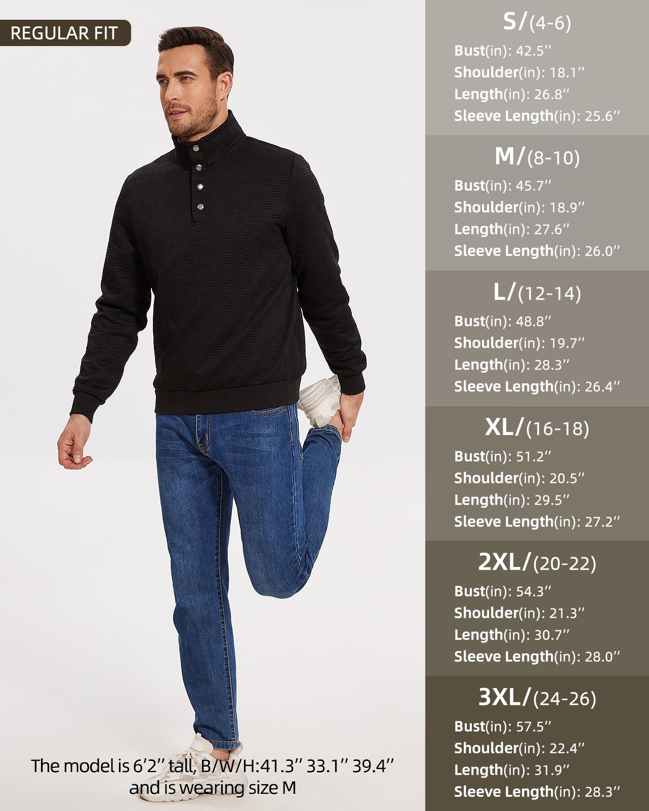 Men's Quilted Sweatshirt Pullover Long Sleeve