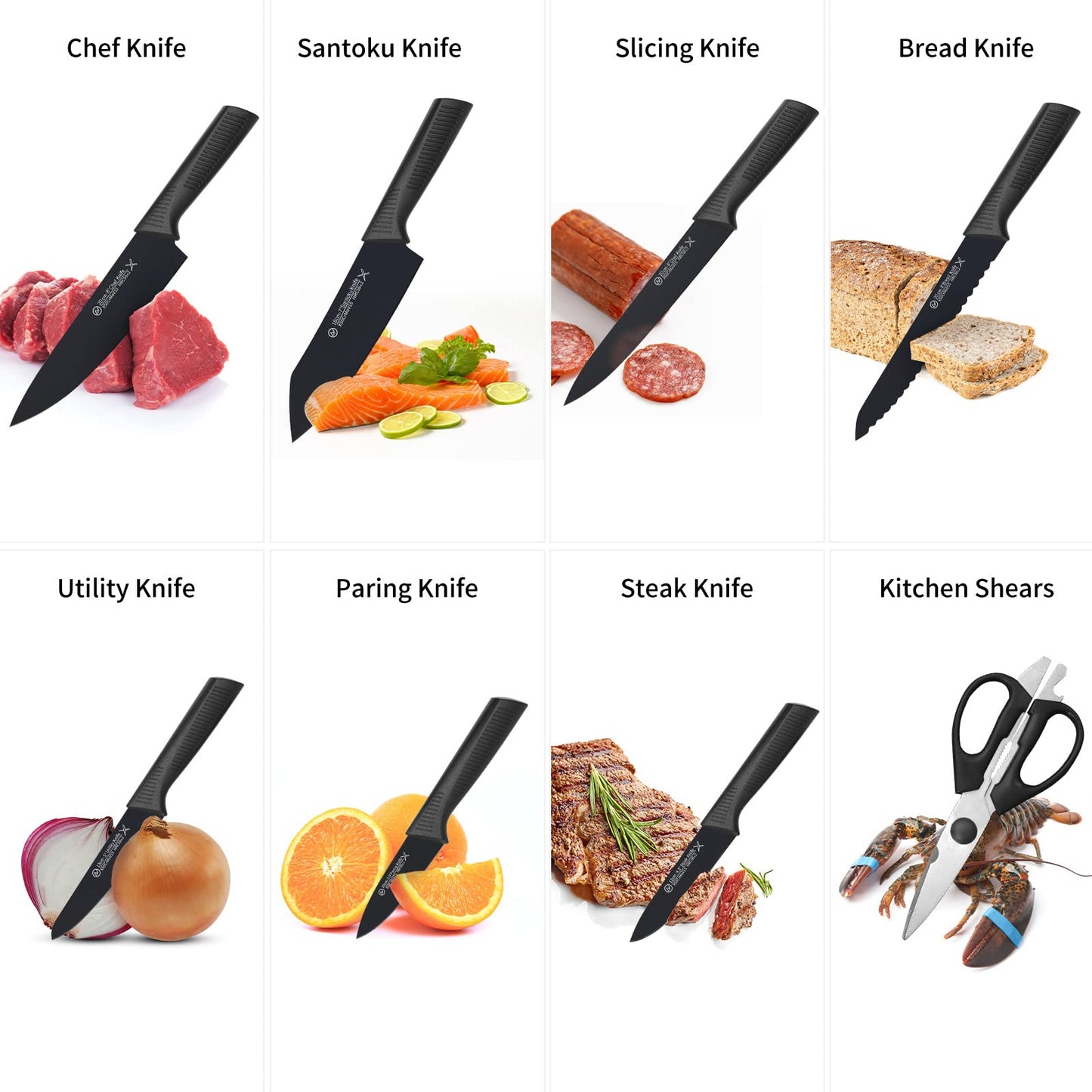 14-Piece Stainless Steel Knife Set with Block