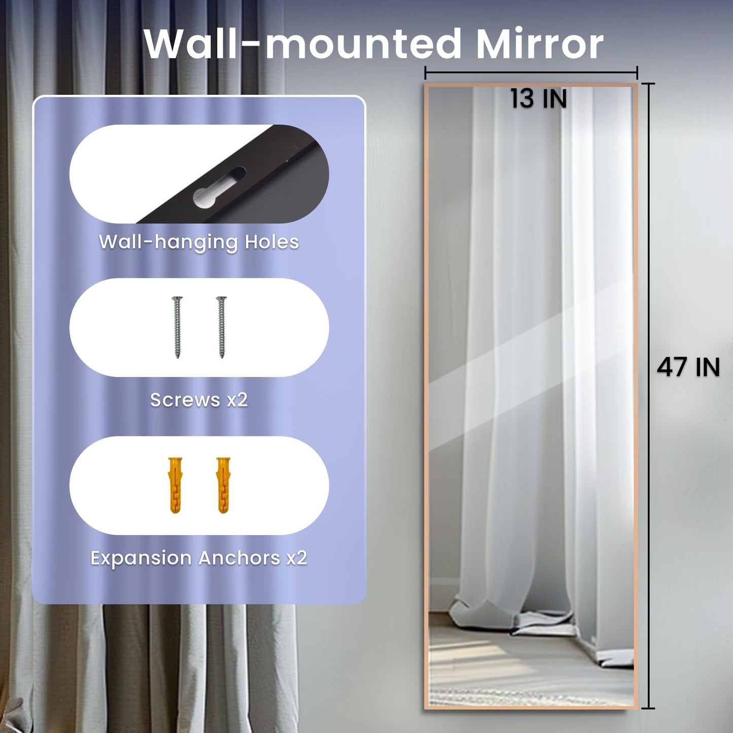 Anpark 47x14 Over Door Full Length Mirror