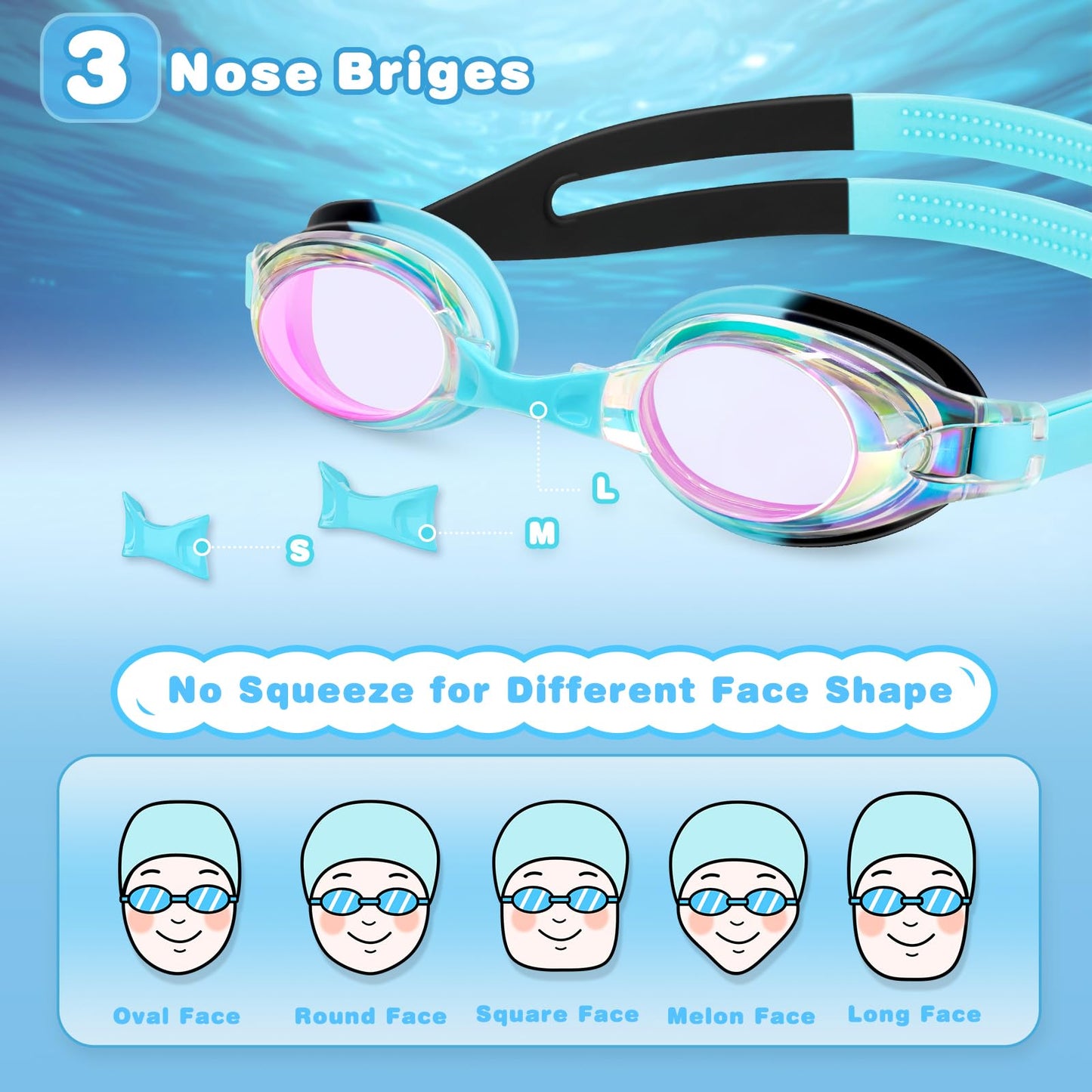 Kids Swim Goggles with Anti-Fog UV Protection