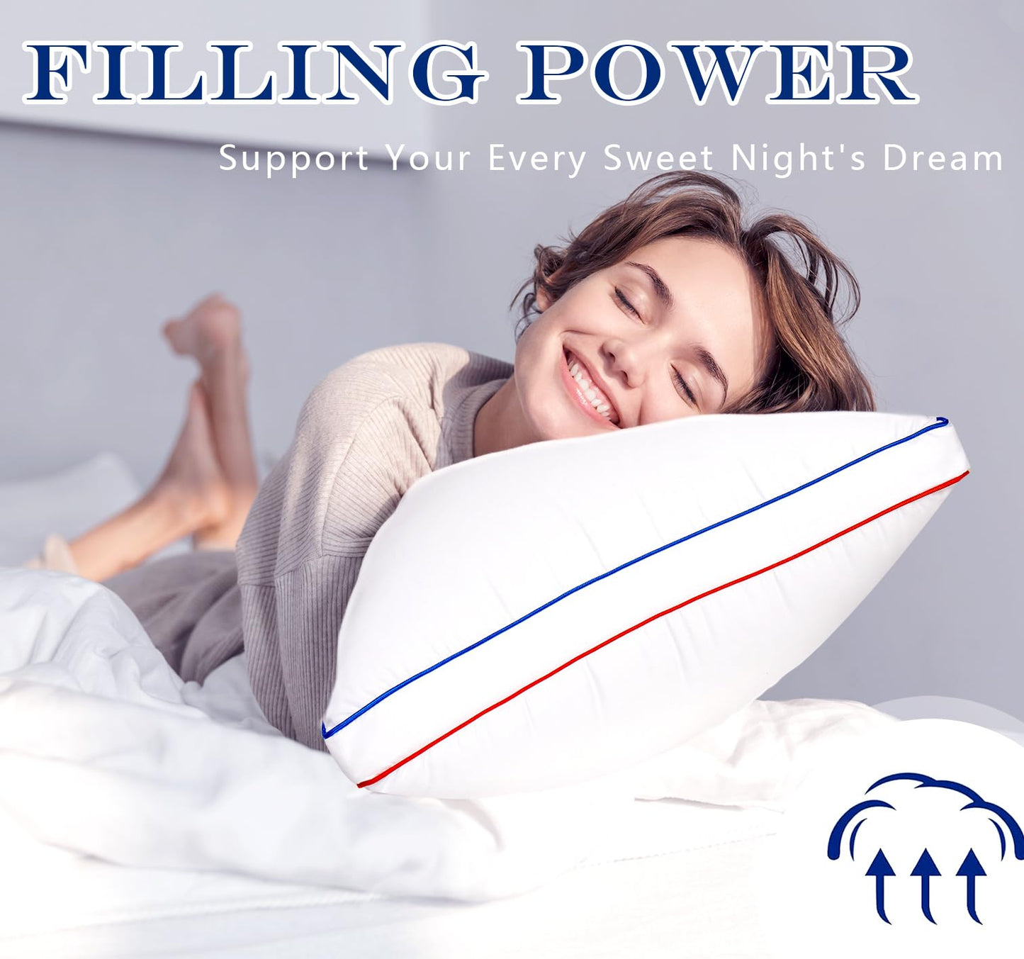 2 Pack Fluffy Queen Size Sleeping Pillows