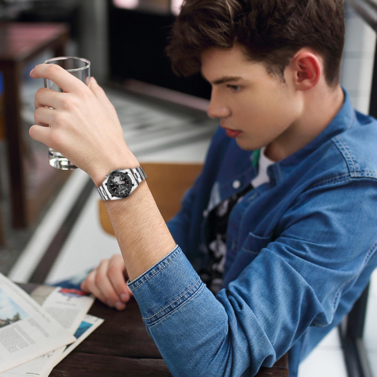 BY BENYAR AKNIGHT Watches for Men Quartz Movement Watch,Waterproof Luminous Men's Watch, Stainless Steel Strap Business Watches