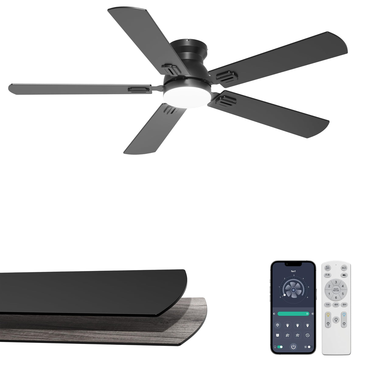 52-Inch Low Profile Ceiling Fan with Light