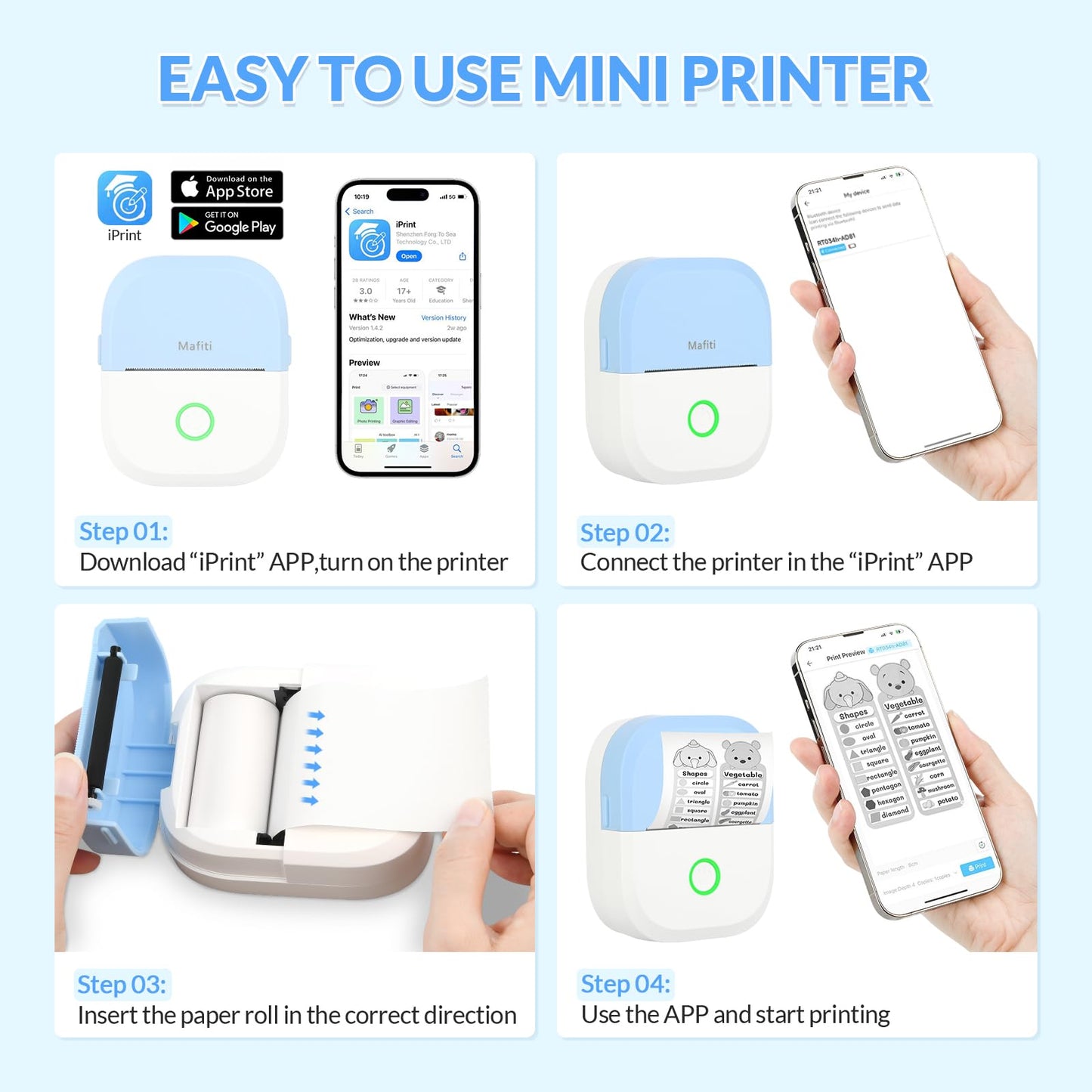 Mini Wireless Bluetooth Sticker Printer for Photos