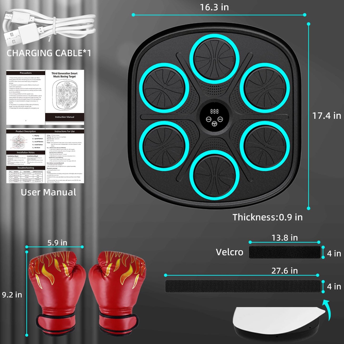 Smart Music Boxing Machine with Gloves & Bluetooth