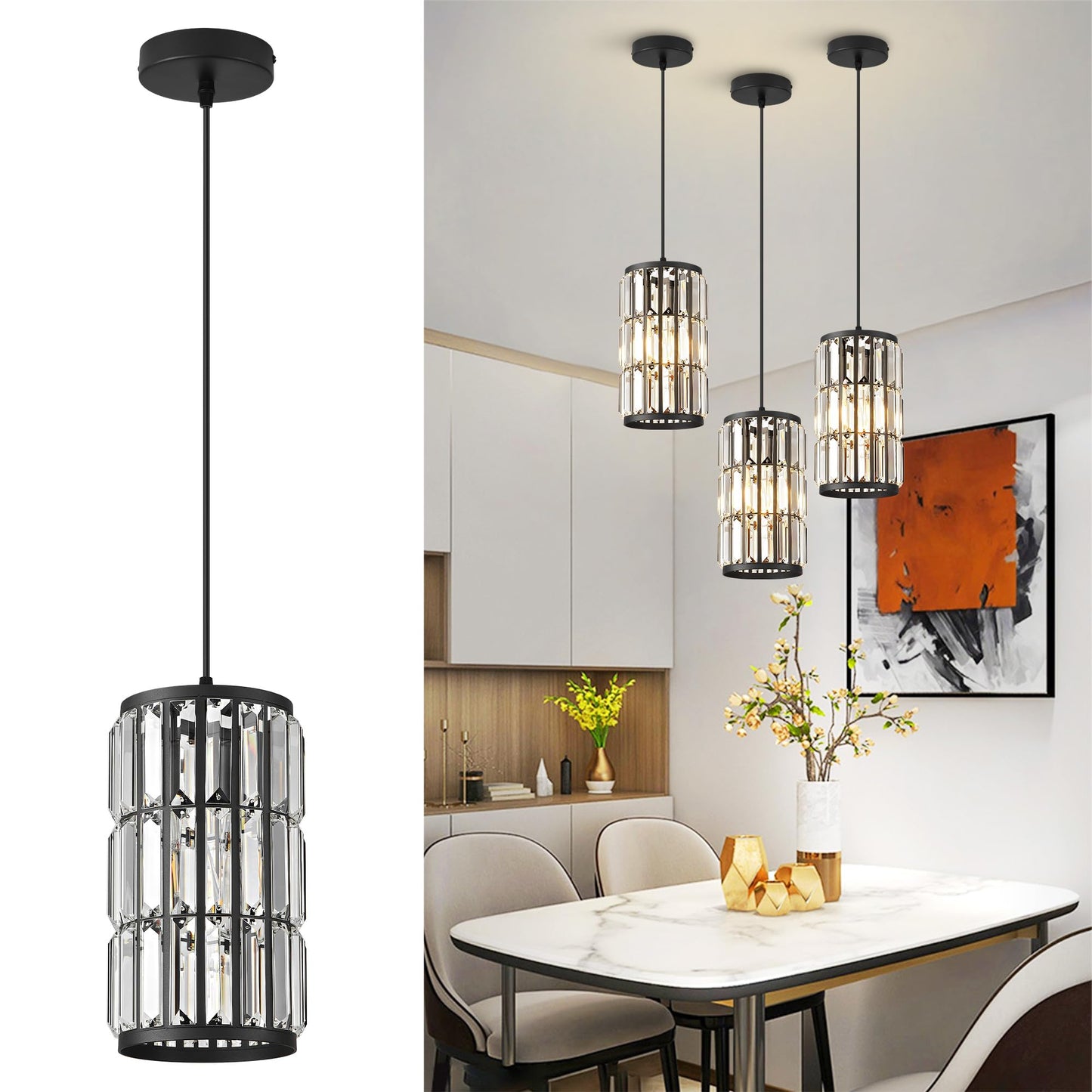 Adjustable Black Pendant Light for Home Décor