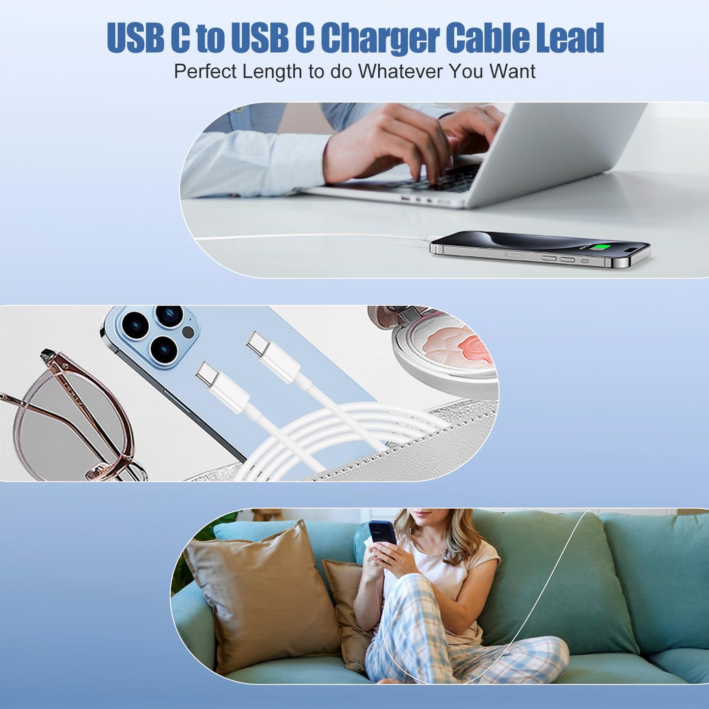 10ft QZIIW USB C iPhone Charger Cable
