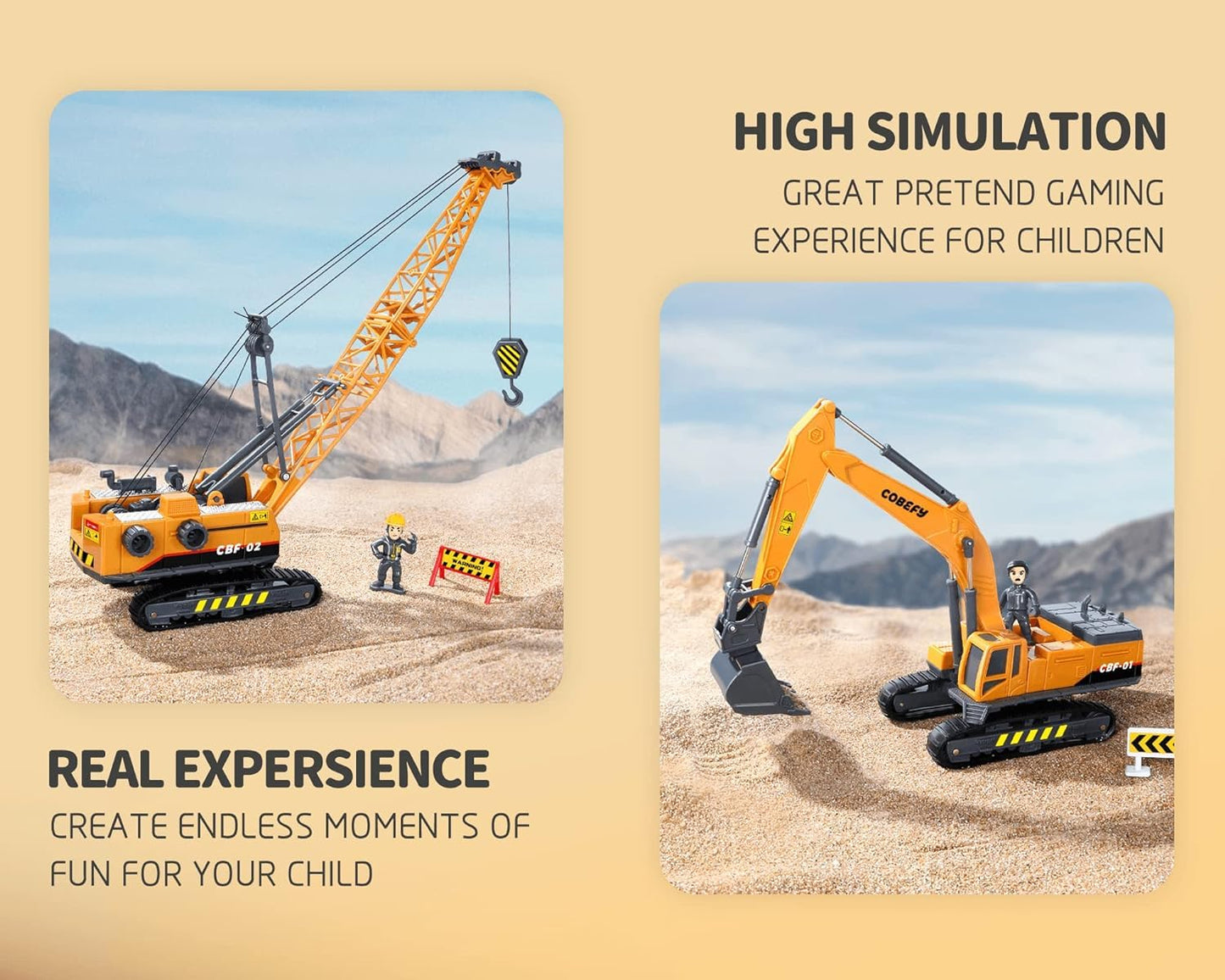 Excavator Crane Construction Toy Trucks for Kids