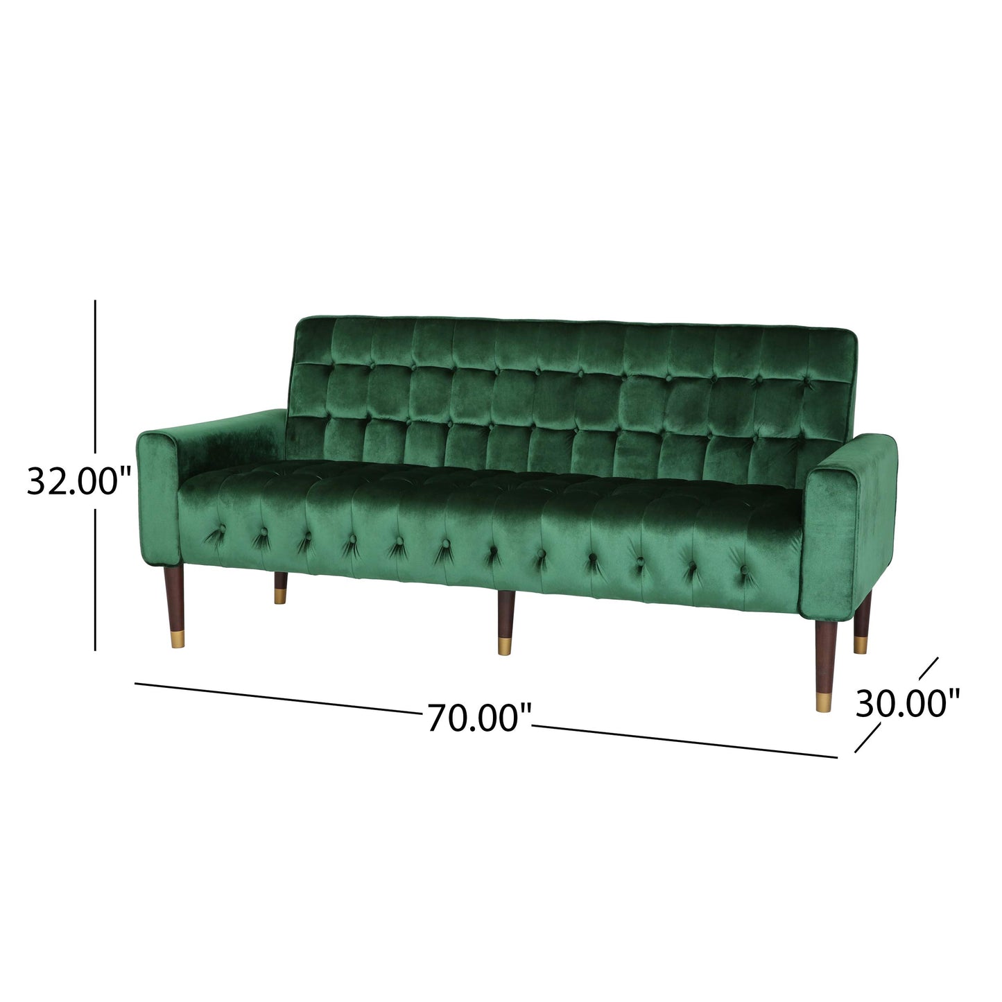 Christopher Knight Velvet Tufted Sofa, Emerald Gold