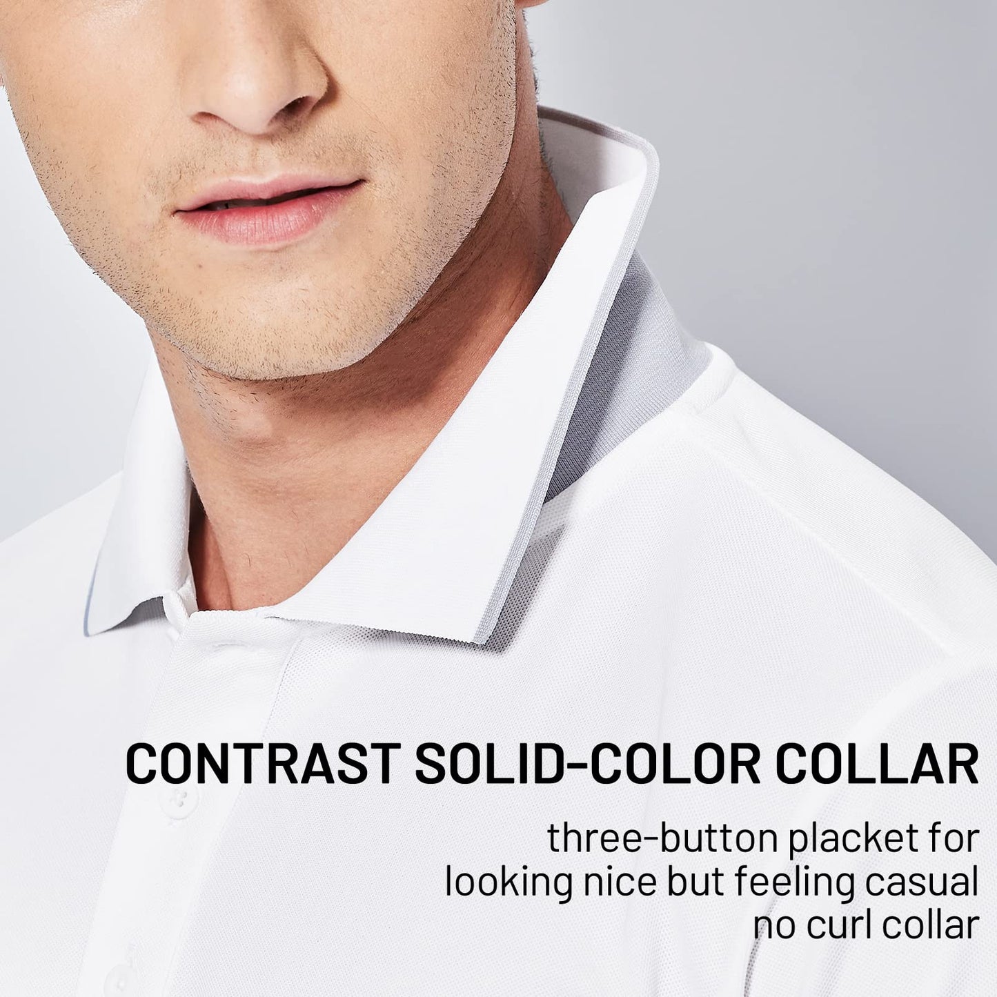 MIER Men's Short Sleeve Polo Shirt Quick Dry Tennis Golf Collared T-Shirts Contrast Collar Casual Polo Moisture Wicking, White, L
