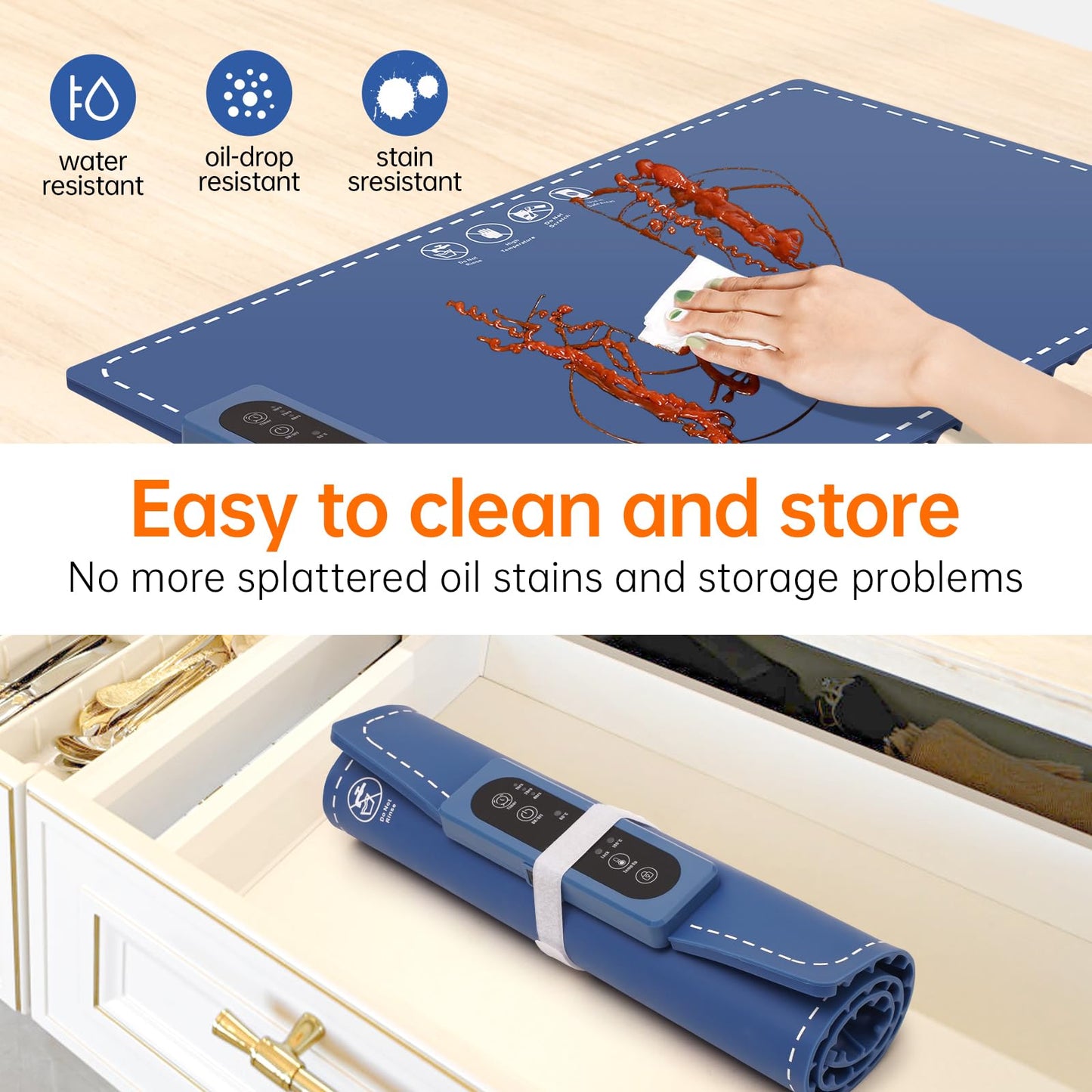 Electric Food Warming Mat, Portable Silicone 24x16"
