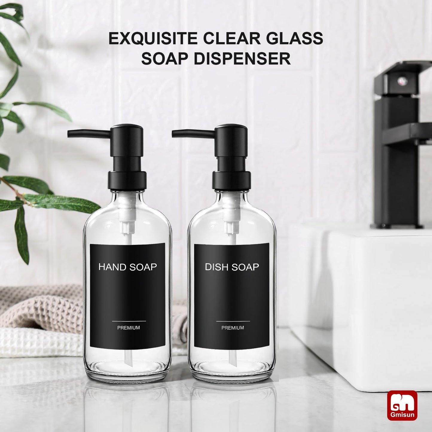 3 Pack Glass Soap Dispenser Set with Pumps