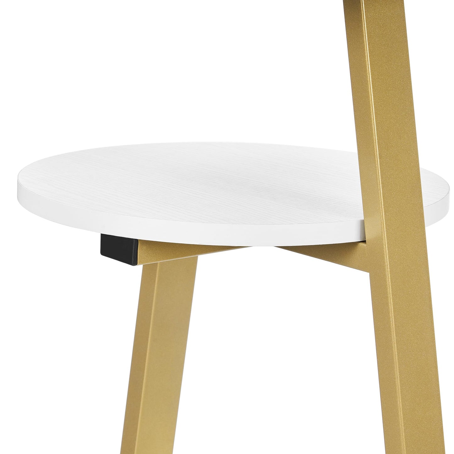 BEWISHOME Round End Table Side Table with Metal Frame, Accent Bedside Table Nightstand with 3-Tier Shelves, Small Table for Living Room Bedroom Couch Table Small Coffee Table White Gold KTZ41M
