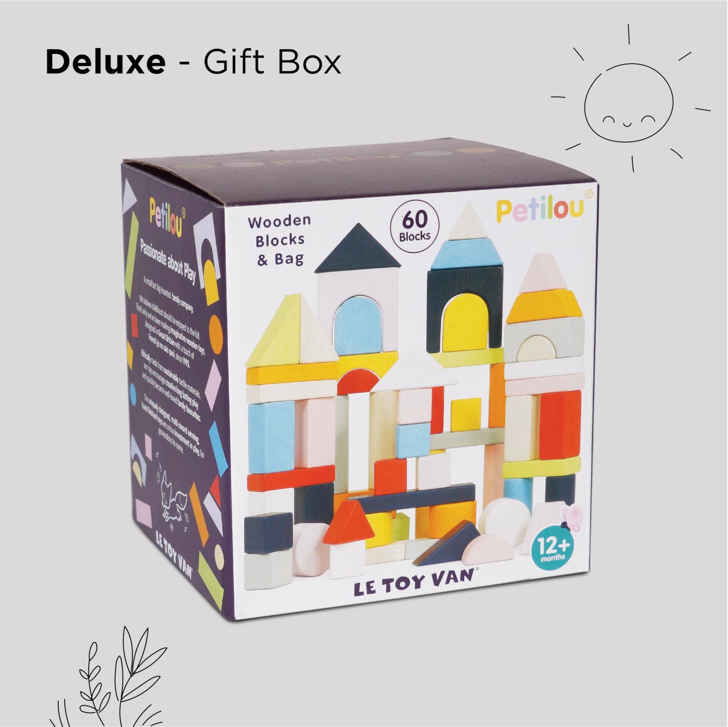 60-Piece Le Toy Van Wooden Building Blocks Set