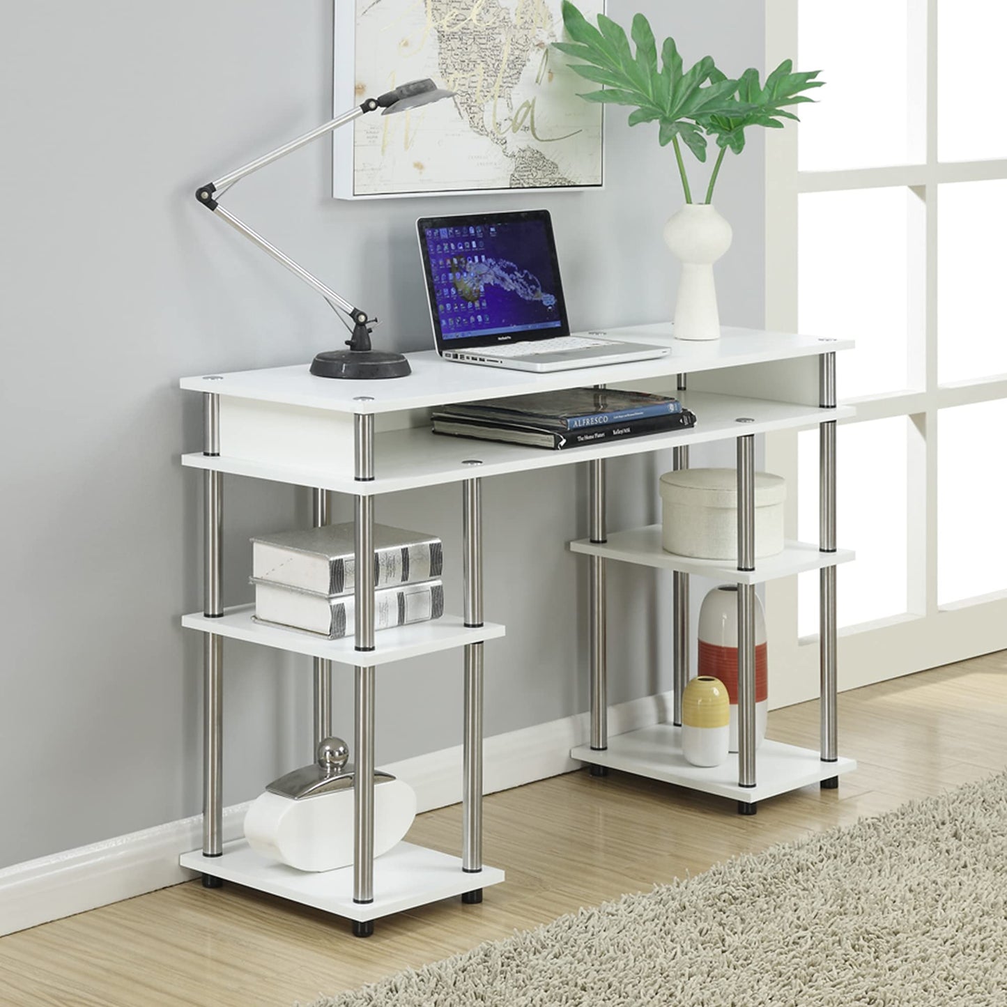 Convenience Concepts Student Desk with Storage Shelves