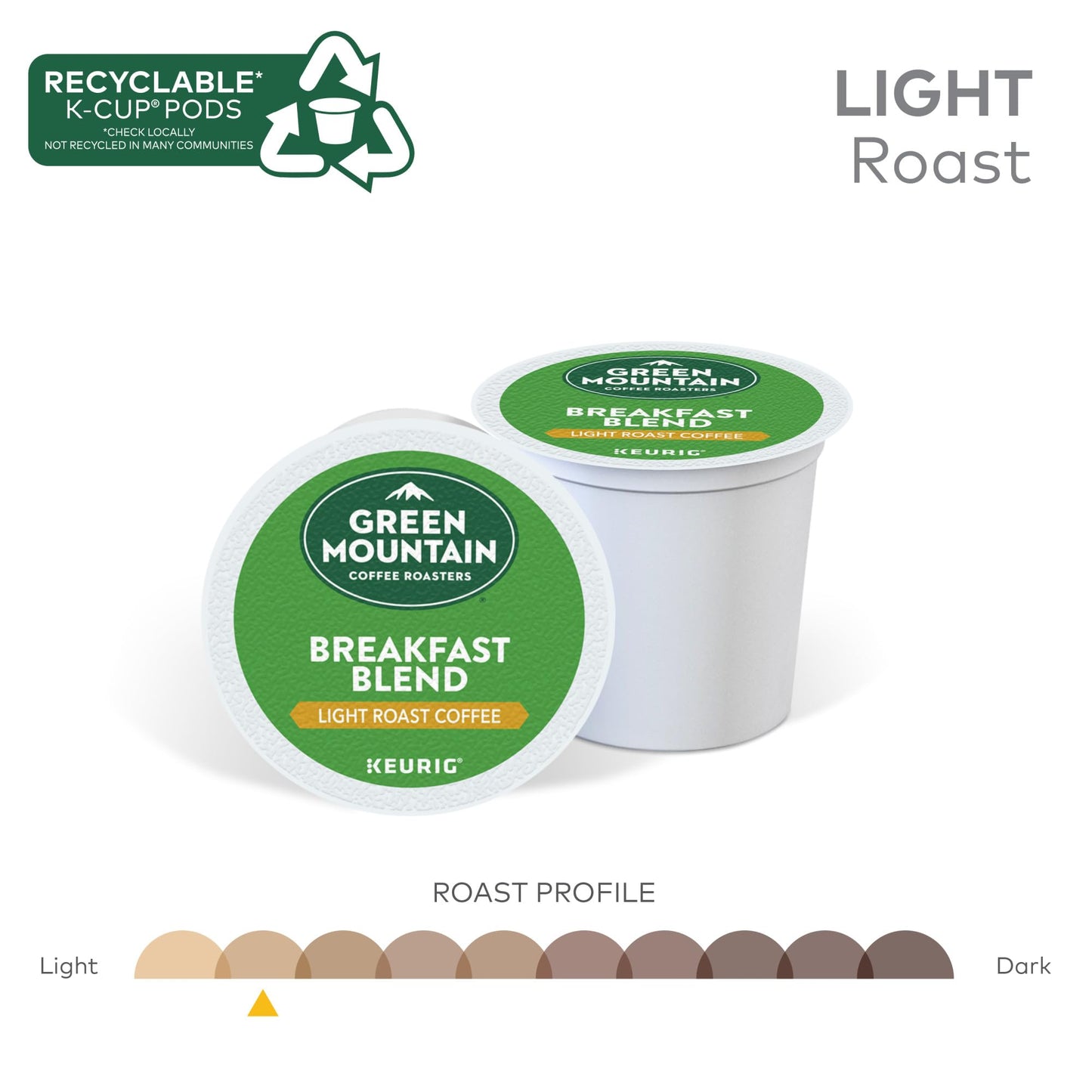 60 Count Green Mountain Coffee Breakfast Blend K-Cups