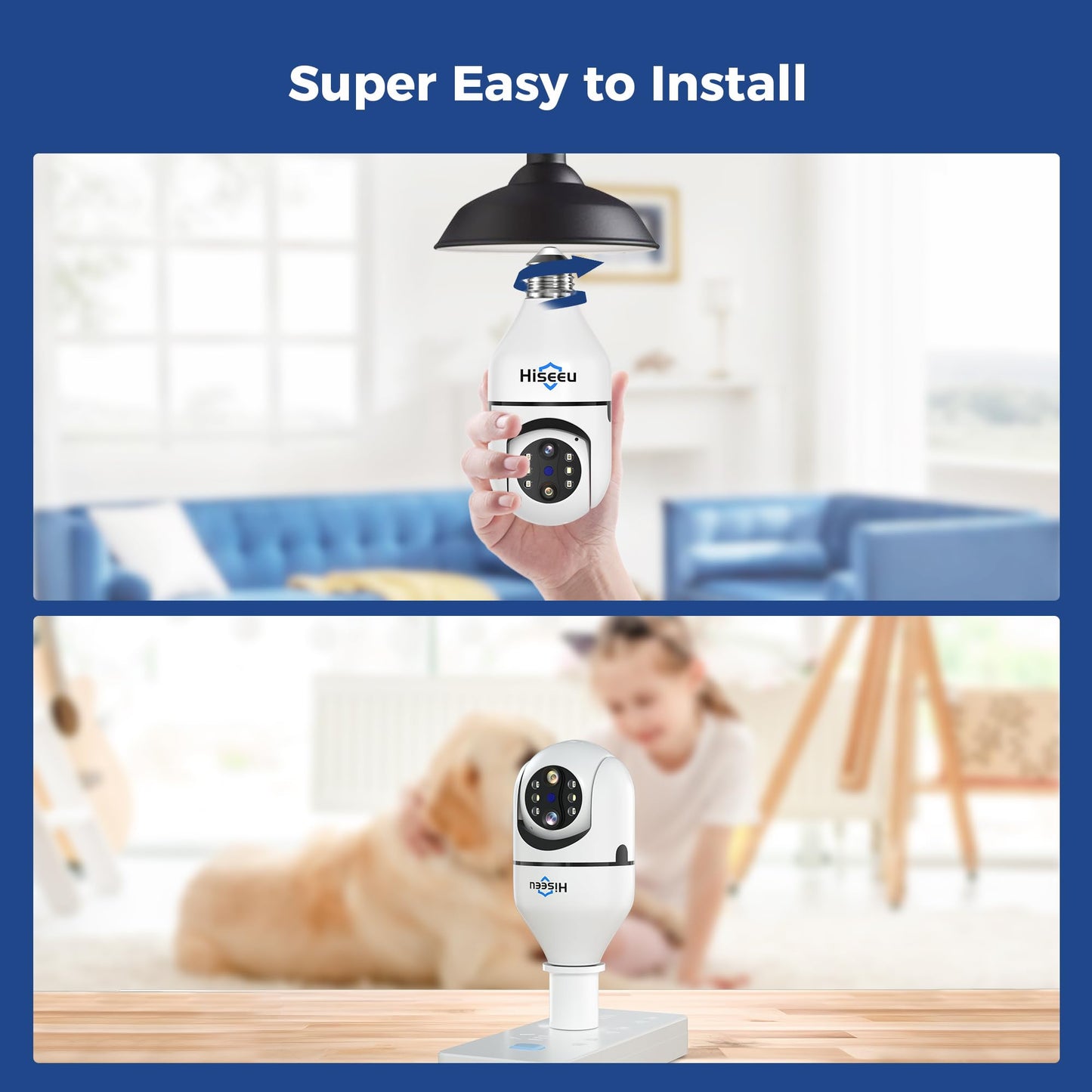 Hiseeu Wireless Light Bulb Security Camera 3MP