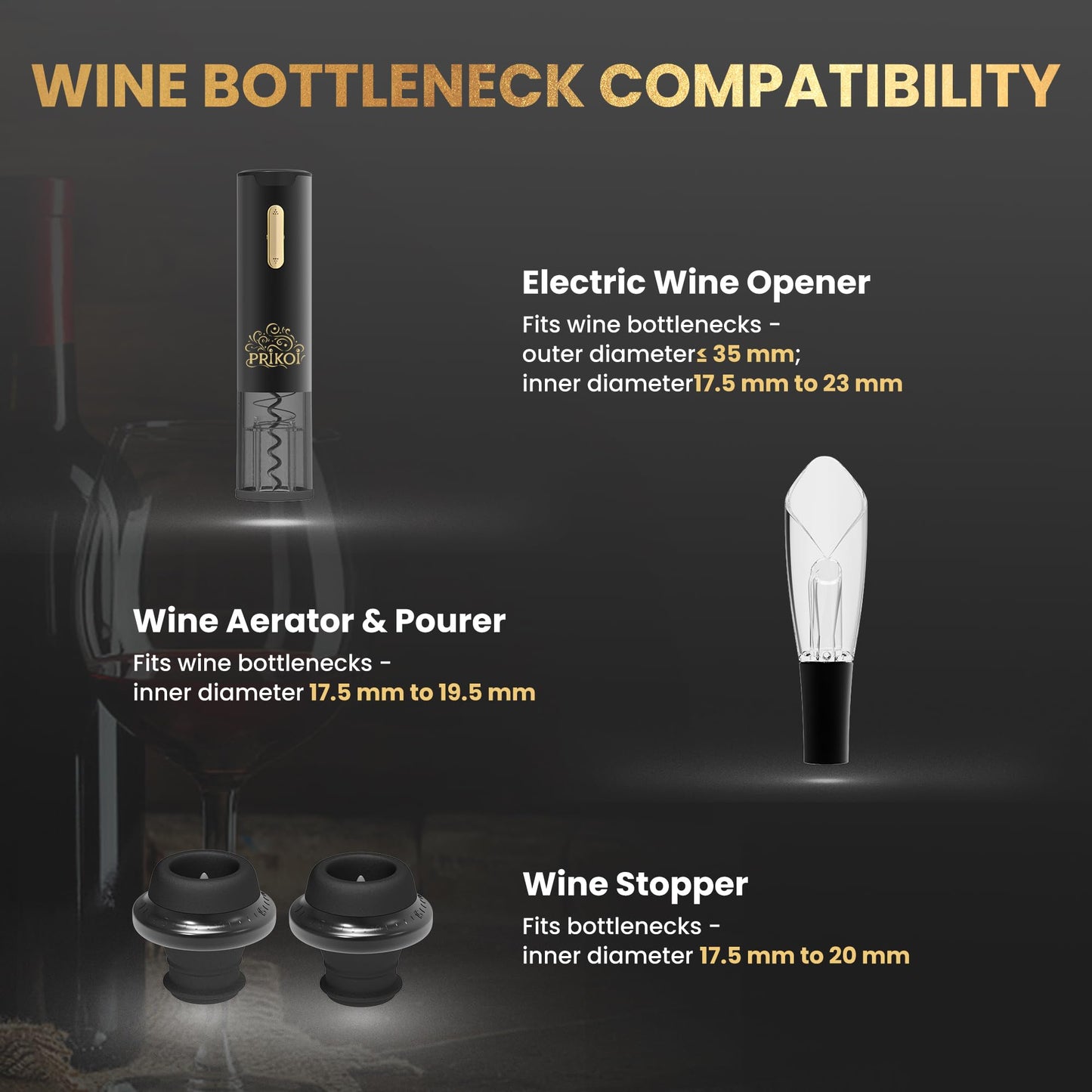 Electric Wine Opener Set with Aerator & Pourer