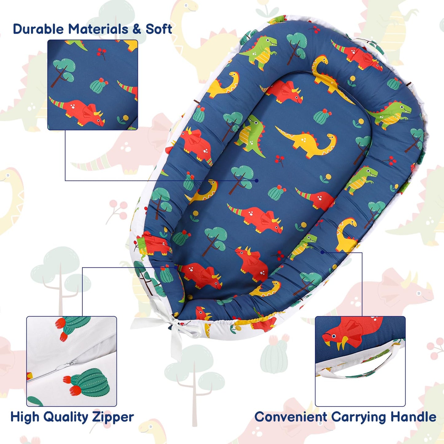 Dinosaur Baby Lounger Cover for Newborns