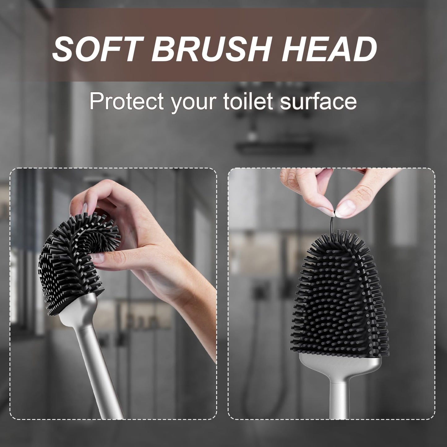 Toilet Brush Set with Holder and Flexible Head
