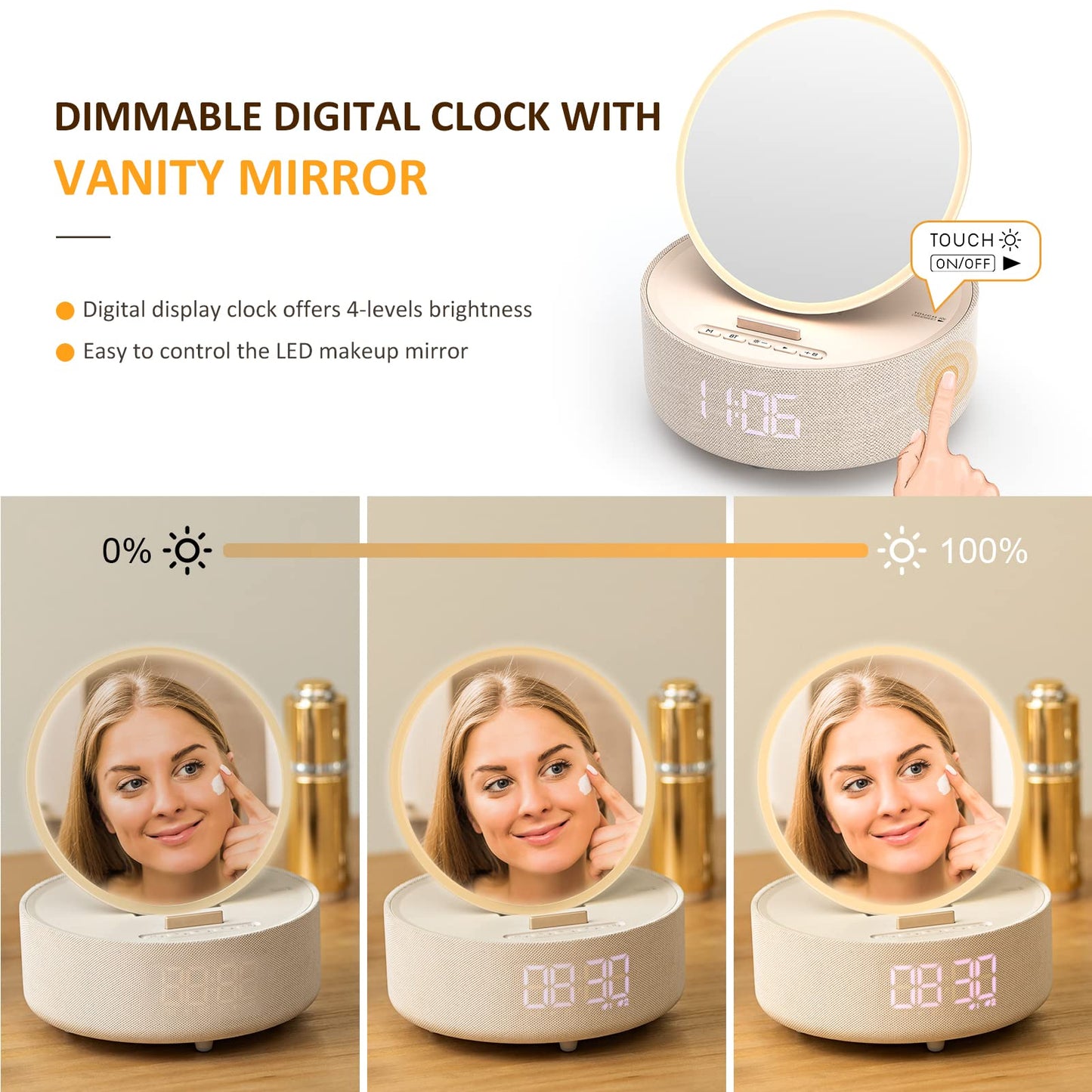 Bluetooth Speaker Alarm Clock with Wireless Charger