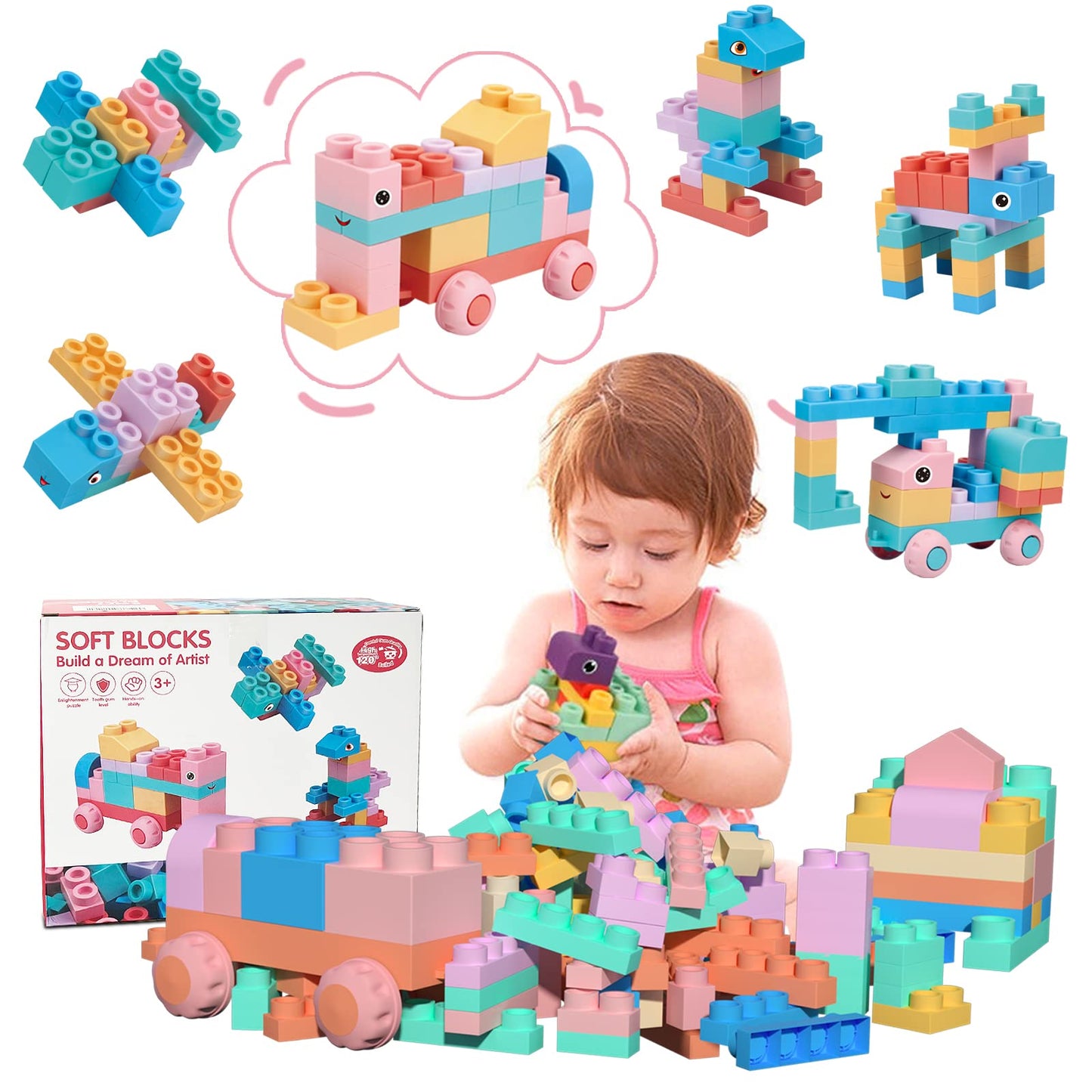 78 STEM Soft Building Blocks Set for Toddlers