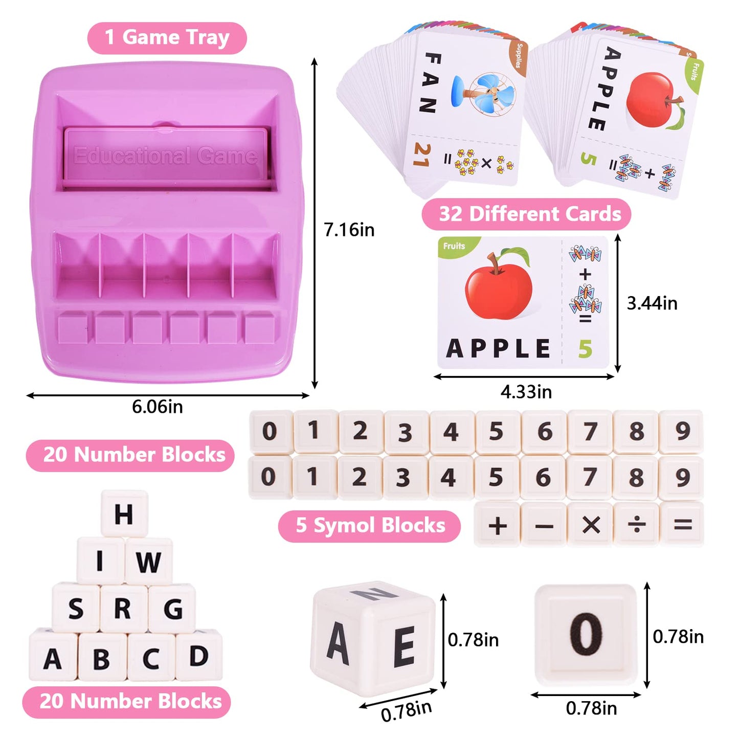 DEGIDEGI Educational Toys for Kids Ages 3-8, Matching Letter Spelling Game ABC Learning, Easter Children’s Day Halloween Xmas Birthday Party Gifts for 3 4 5 6 7 8 Year Olds Girls Pink