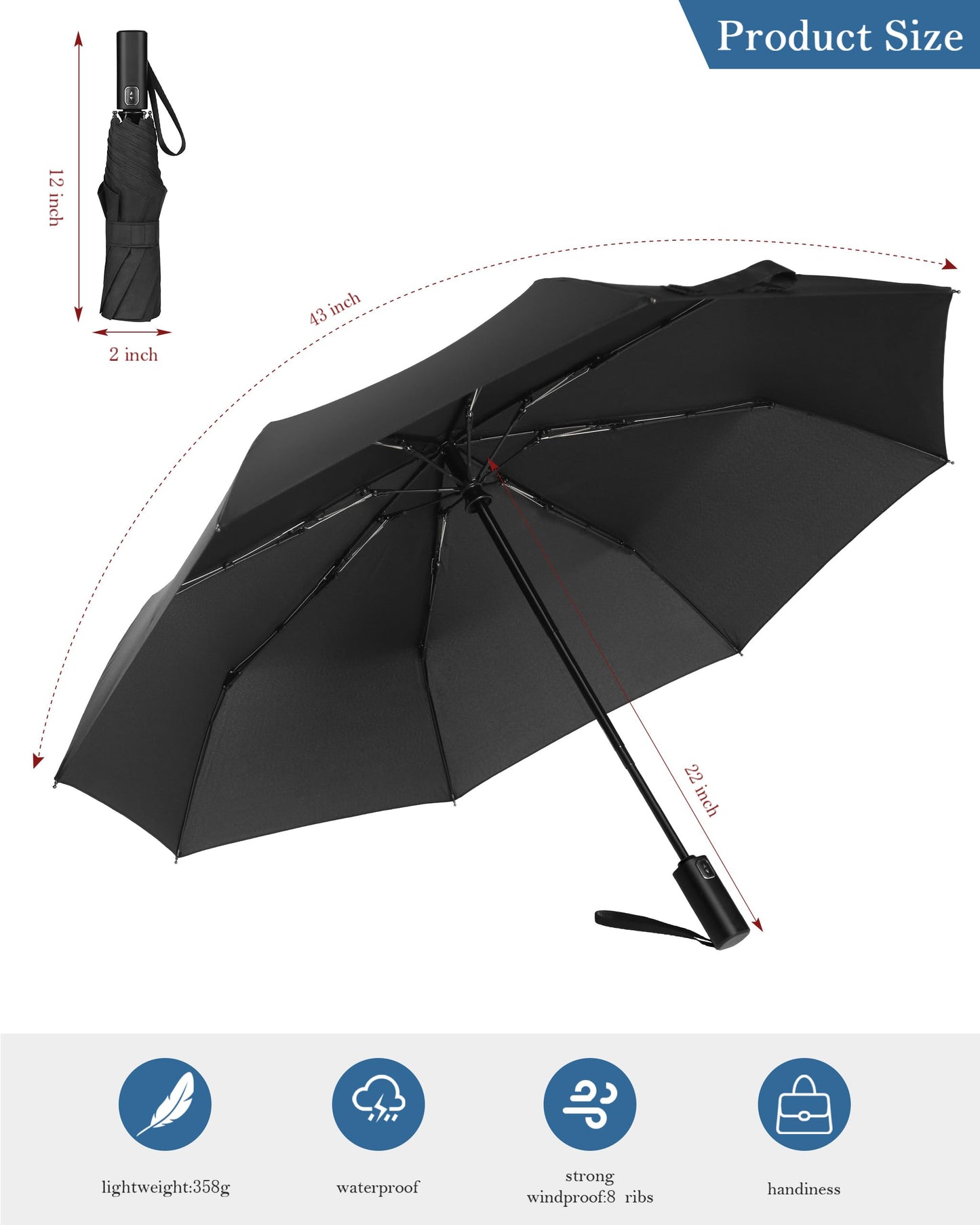 Compact Automatic Travel Umbrella by POKIXY