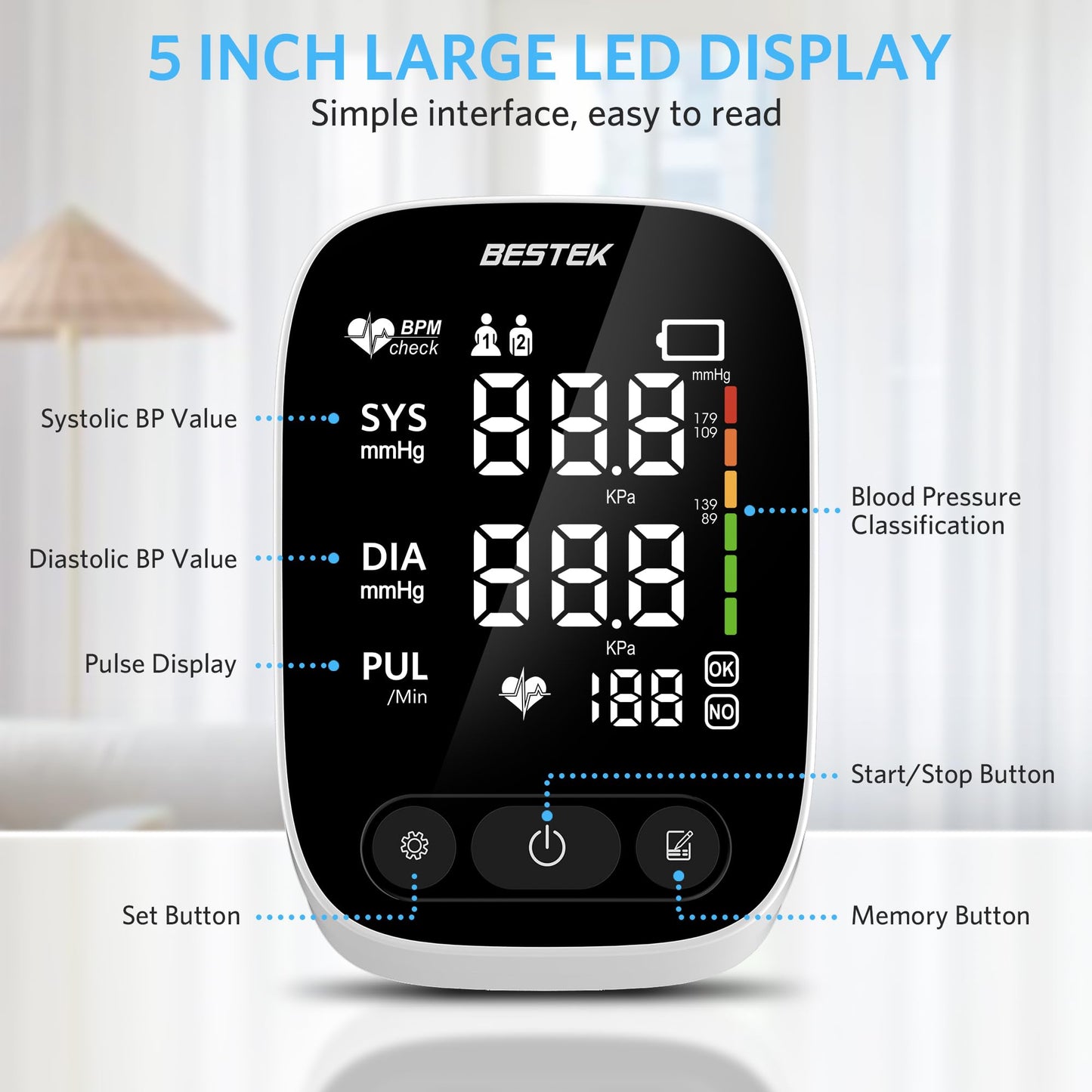 BESTEK Automatic Blood Pressure Monitor for Home Use