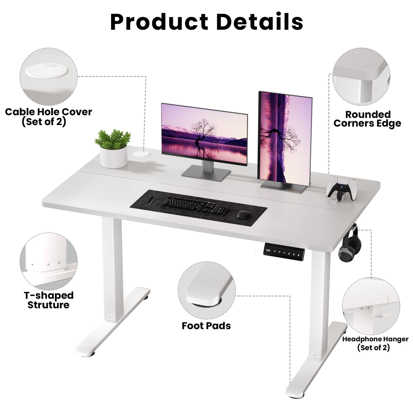 CROWNFURN Adjustable Electric Standing Desk 48x24