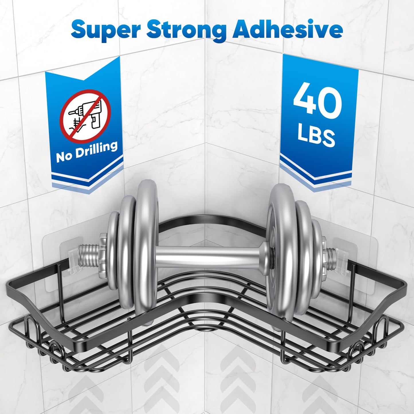 5 Pack Corner Shower Caddy, No Drilling Rack