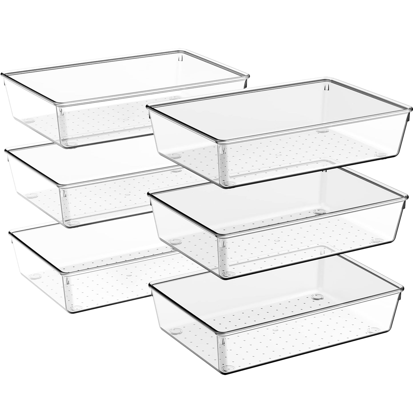 6 Pack Stackable Acrylic Drawer Organizers